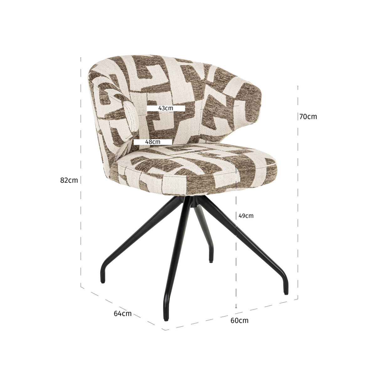 Richmond Interiors Esszimmerstuhl Milly moss graffic swivel Richmond Interiors