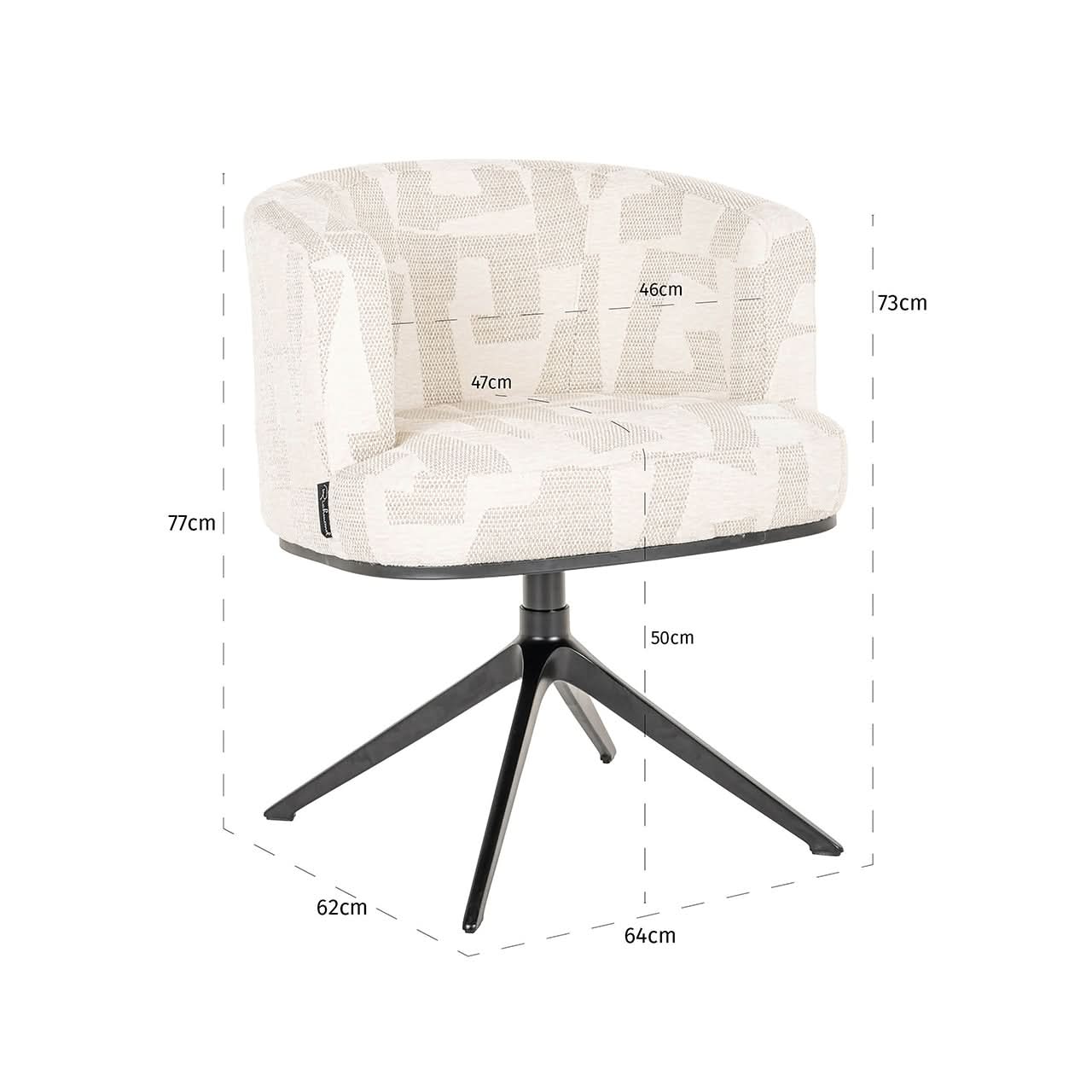 Richmond Interiors Drehsessel Cheyenne – Beige Graffic mit 360° Funktion Esszimmerstühle Richmond Interiors