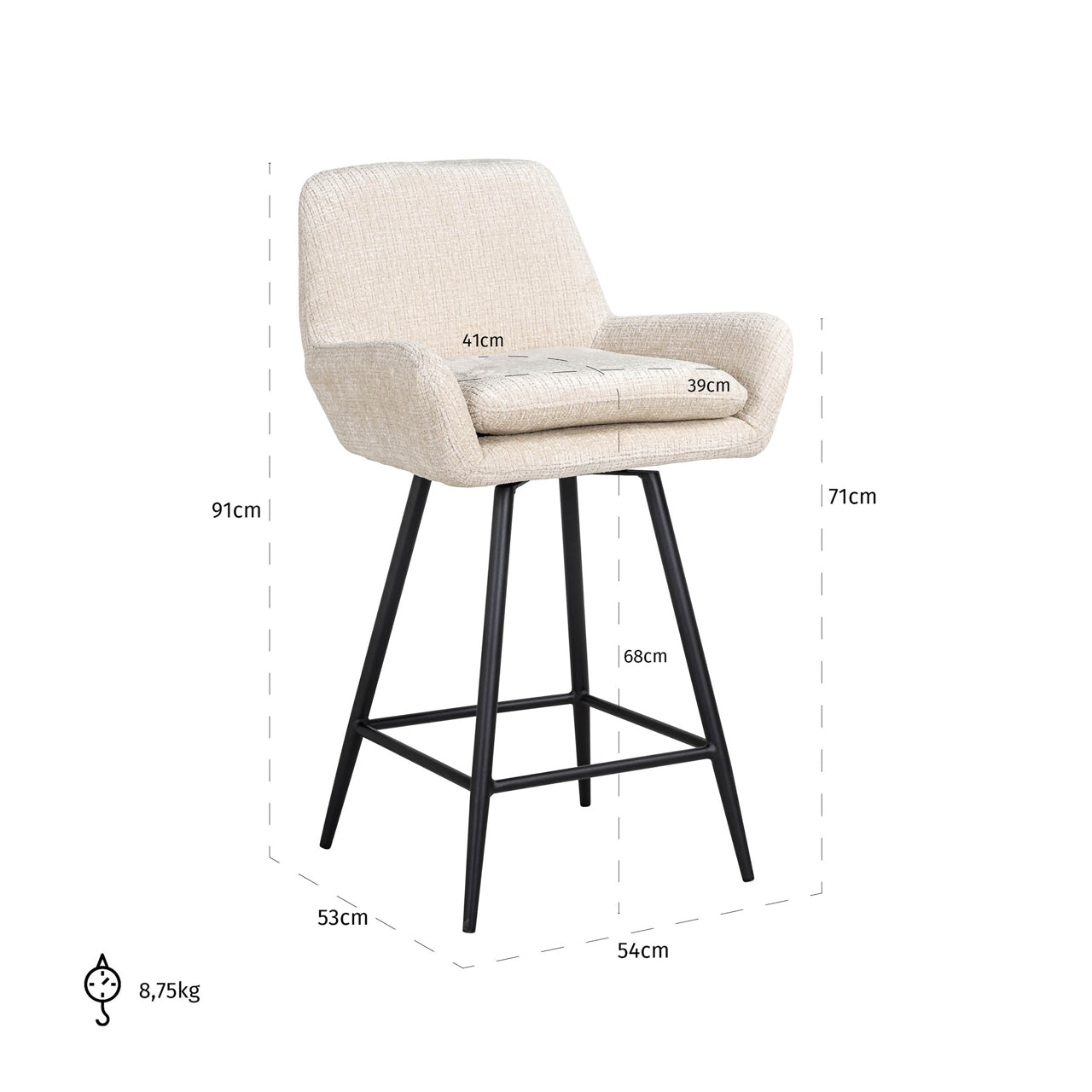 Richmond Interiors Thekenstuhl Linsey niagara beige (Set of 2) Thekenstuhl Richmond Interiors