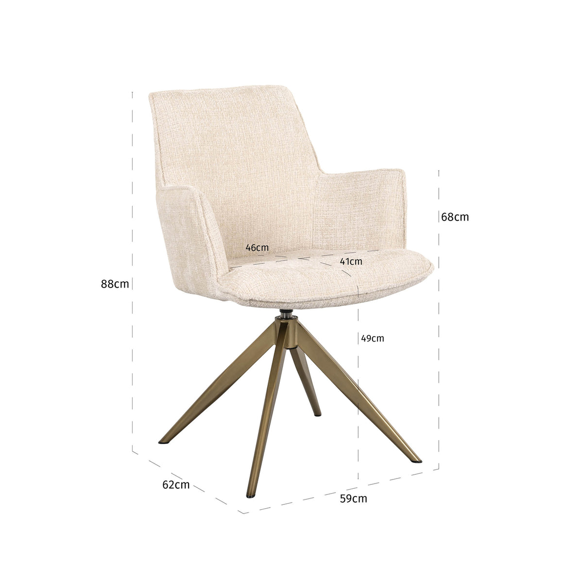 Richmond Interiors Esszimmerstuhl Dakota niagara beige swivel with arm Richmond Interiors