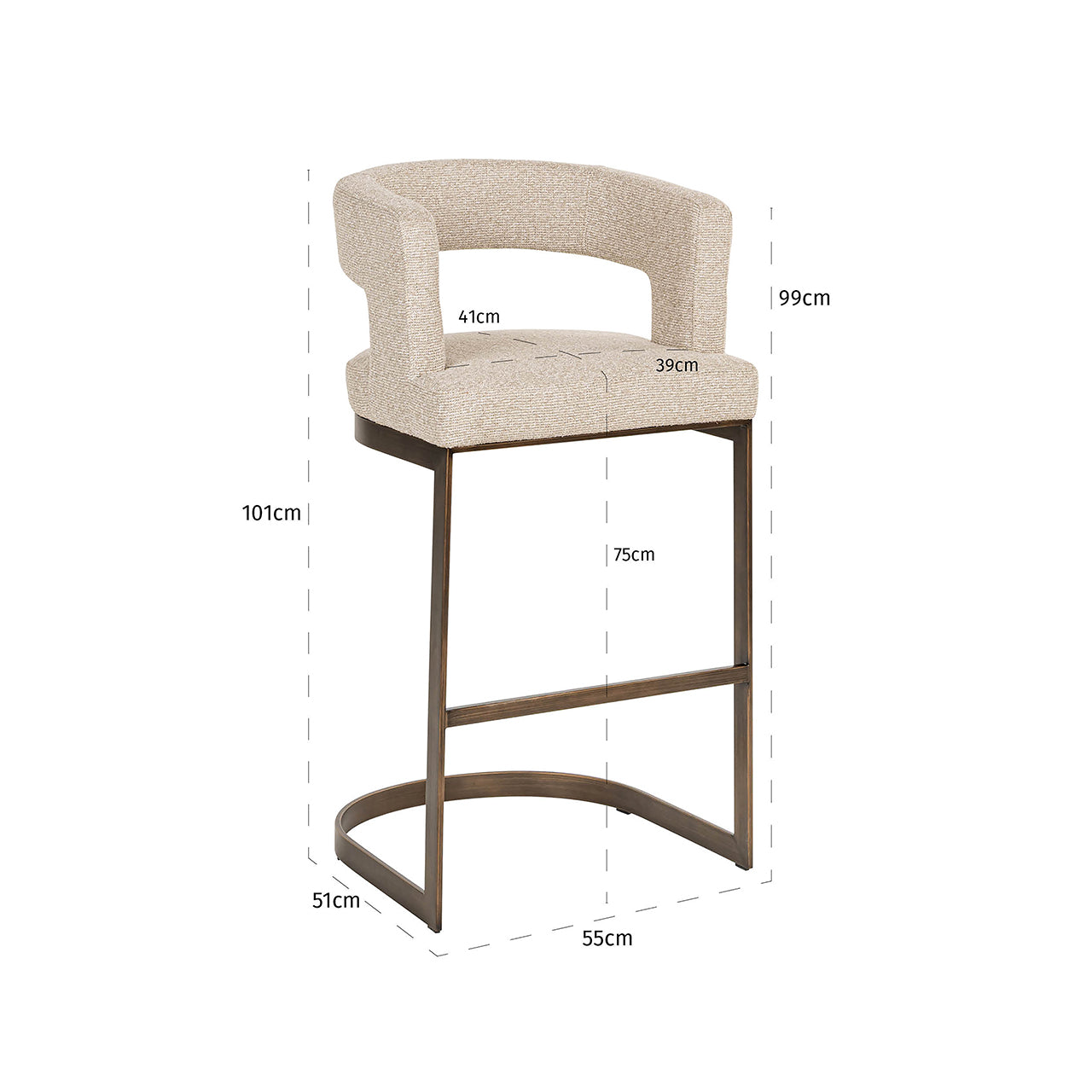 Richmond Interiors Barstuhl Ellis biscotti (Biscotti) Barstuhl Richmond Interiors