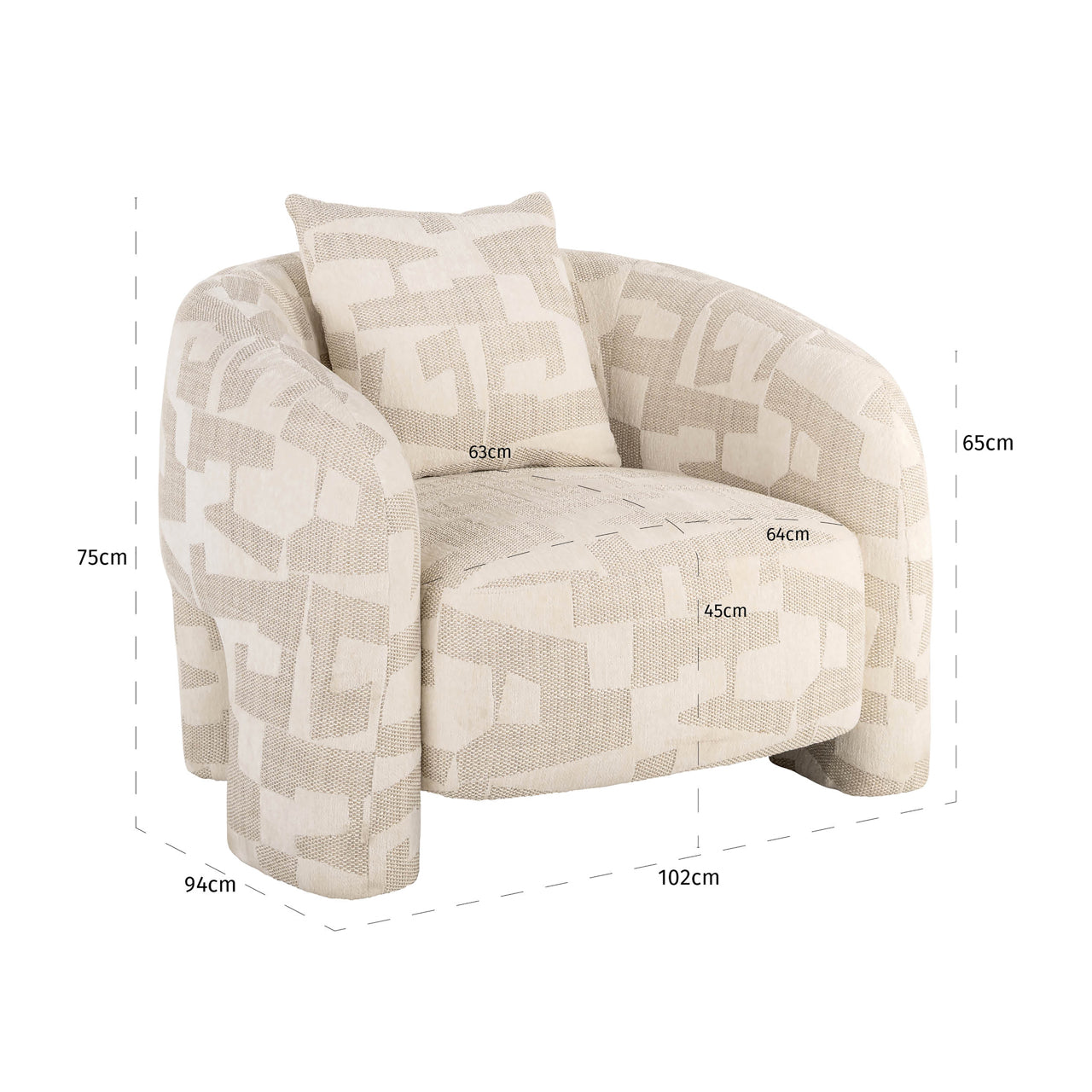 Richmond Interiors Lounge Stuhl Tuscany beige graffic Lounge Stuhl Richmond Interiors