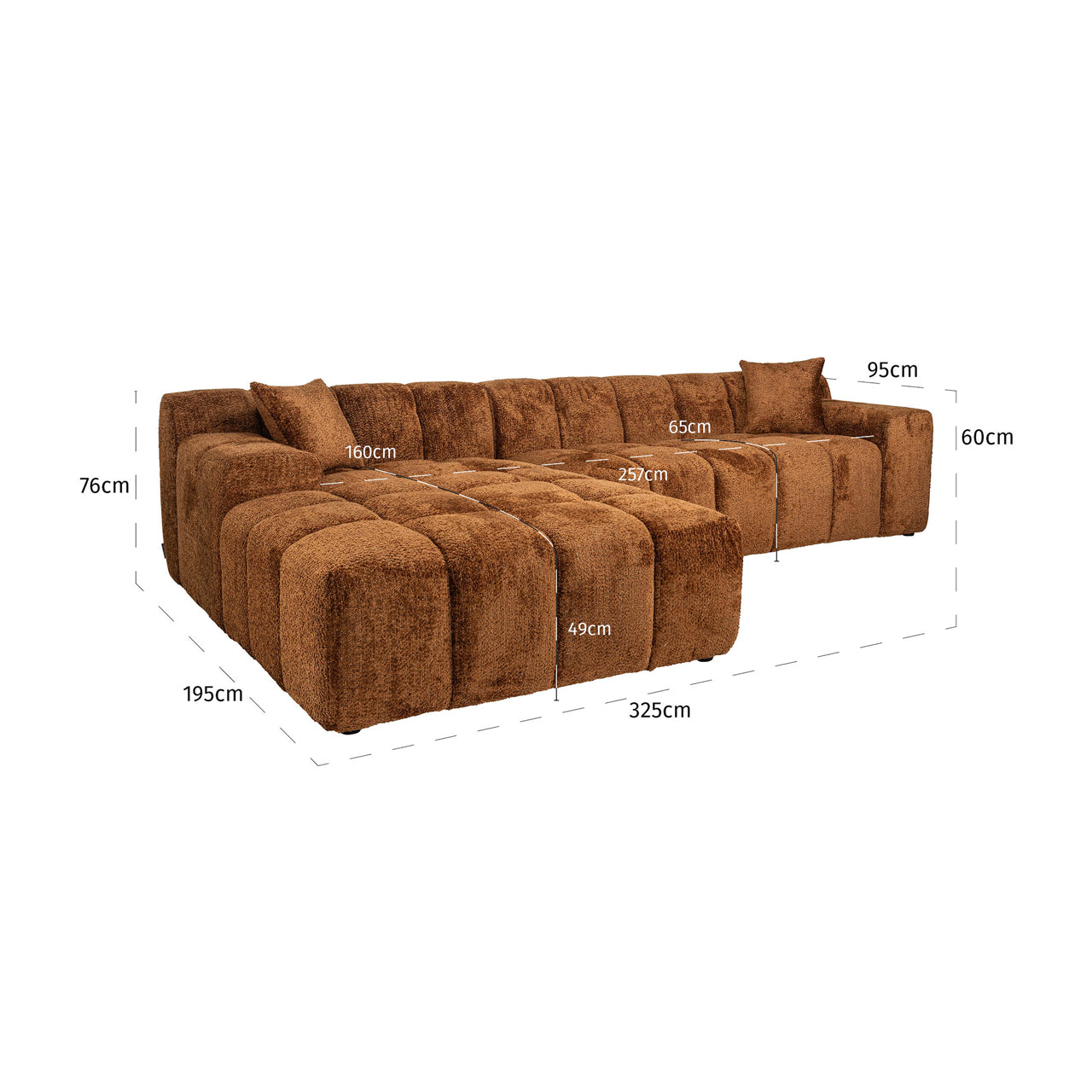 Richmond Interiors Sofa Cube lovely cinnamon 3-seater + lounge left Sofa Richmond Interiors