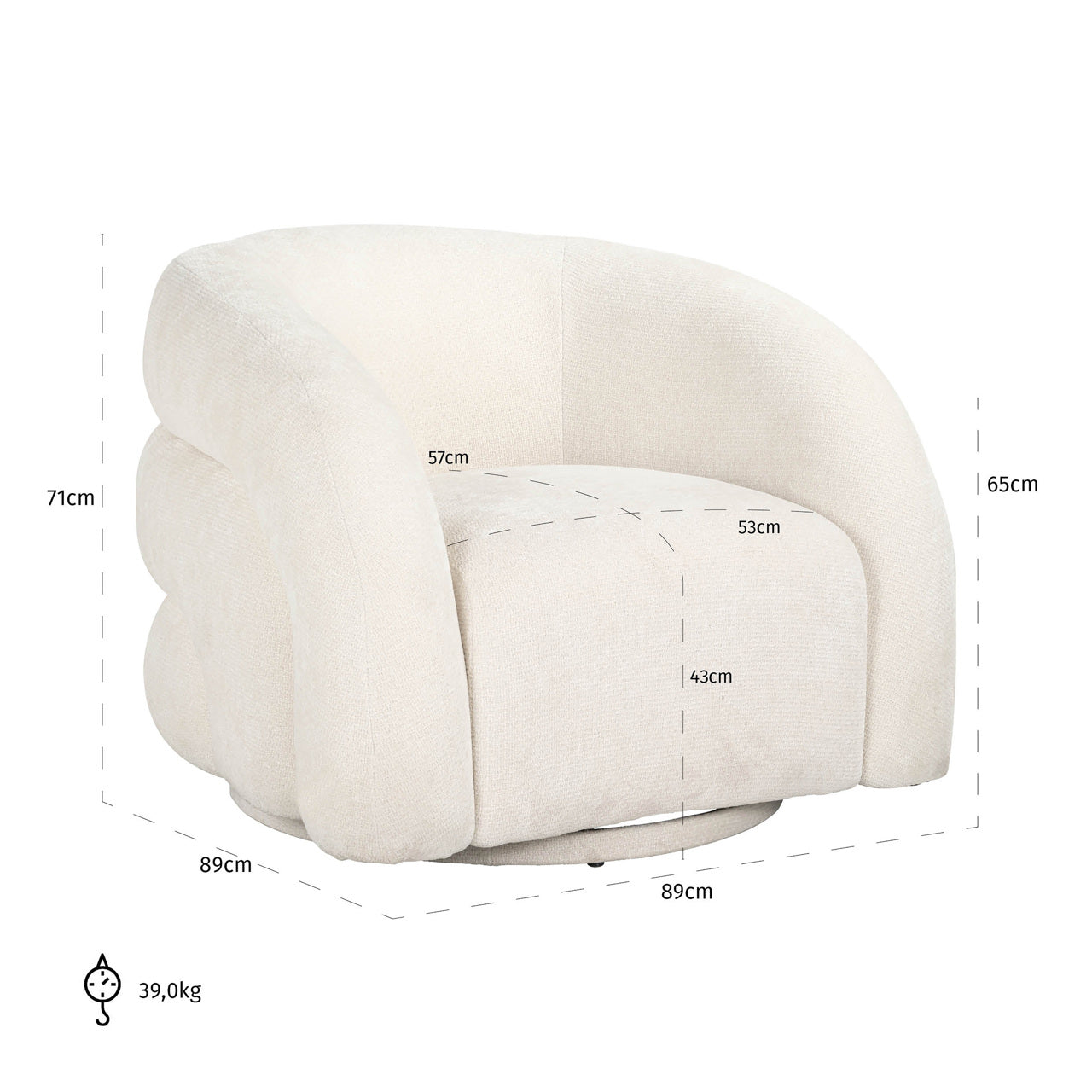 Richmond Interiors Lounge Stuhl Arcus white unicorn swivel Lounge Stuhl Richmond Interiors