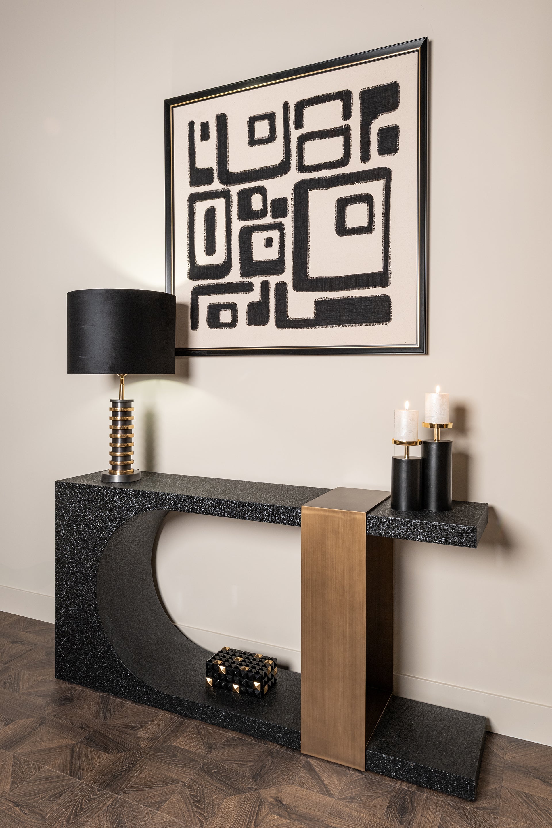 Richmond Interiors Konsolentisch Bazel (Black/gold) Konsolentisch Richmond Interiors
