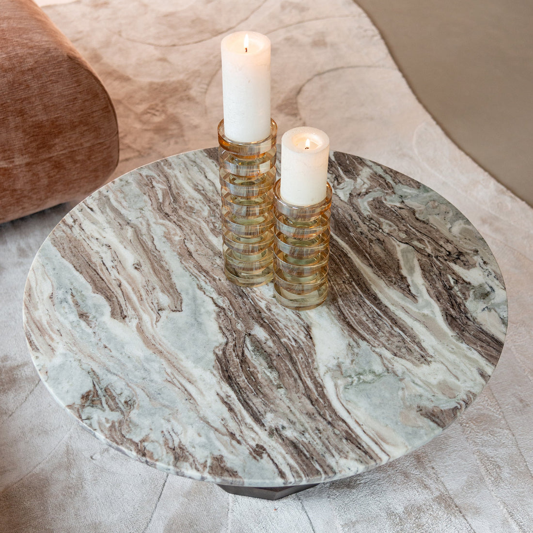 Richmond Interiors Couchtisch Oberoy – Ø80 cm (Brown) Couchtisch rund Richmond Interiors