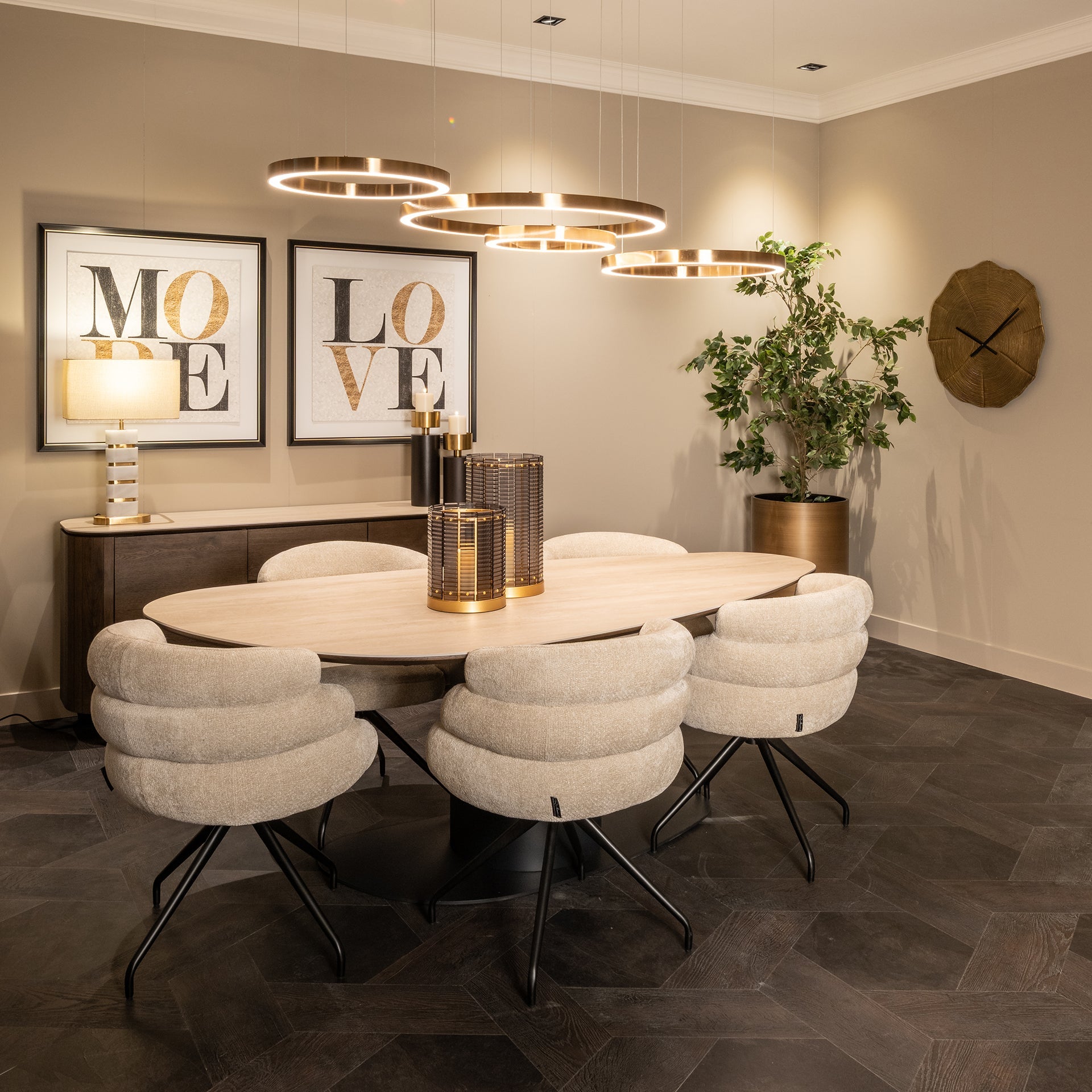 Richmond Interiors Esstisch Ritz pebble 220 (Beige) Esstisch oval Richmond Interiors