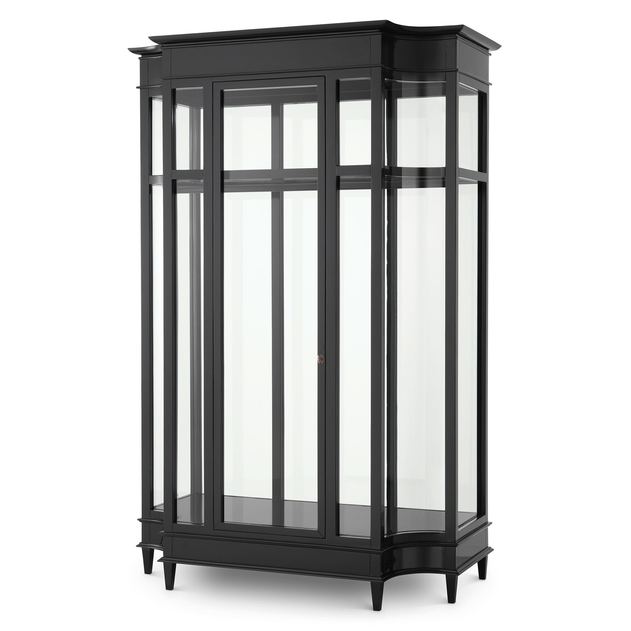 Eichholtz Vitrine Gala – Schwarz gewachst mit Klarglas Vitrinenschrank Eichholtz