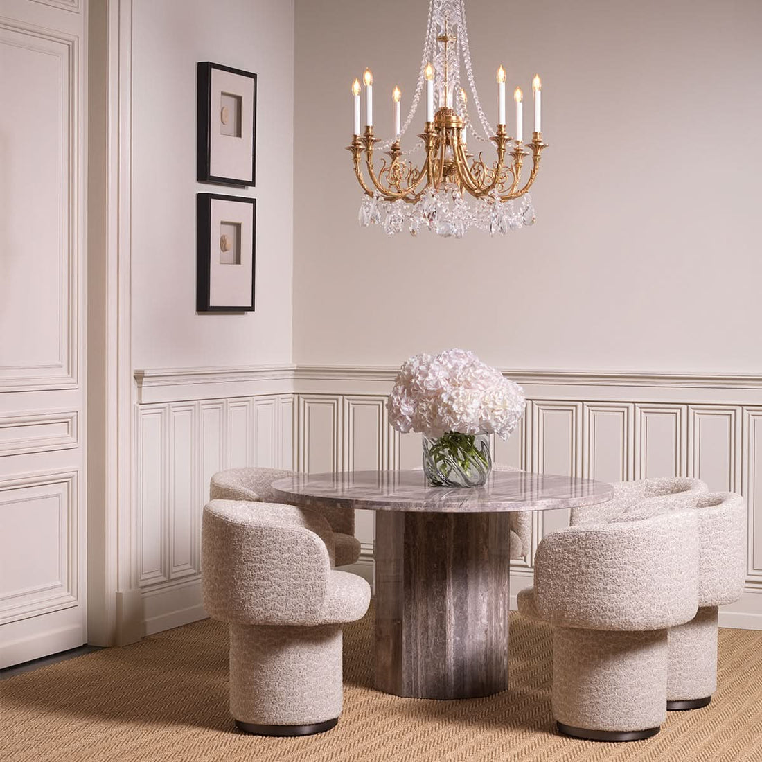 Eichholtz Esszimmerstuhl Marly – Vaux Jacquard Beige Esszimmerstuhl Eichholtz