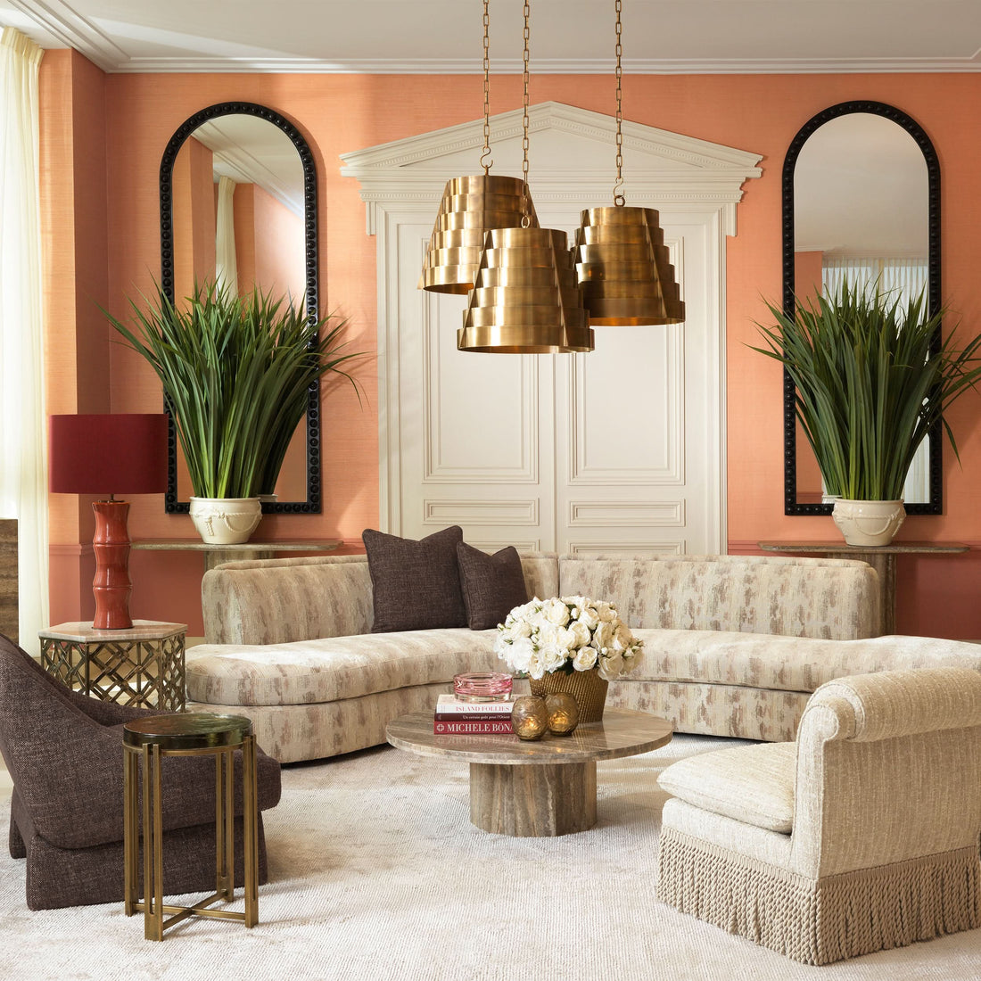 Eichholtz Couchtisch Florence – Silver Travertine Couchtisch rund Eichholtz