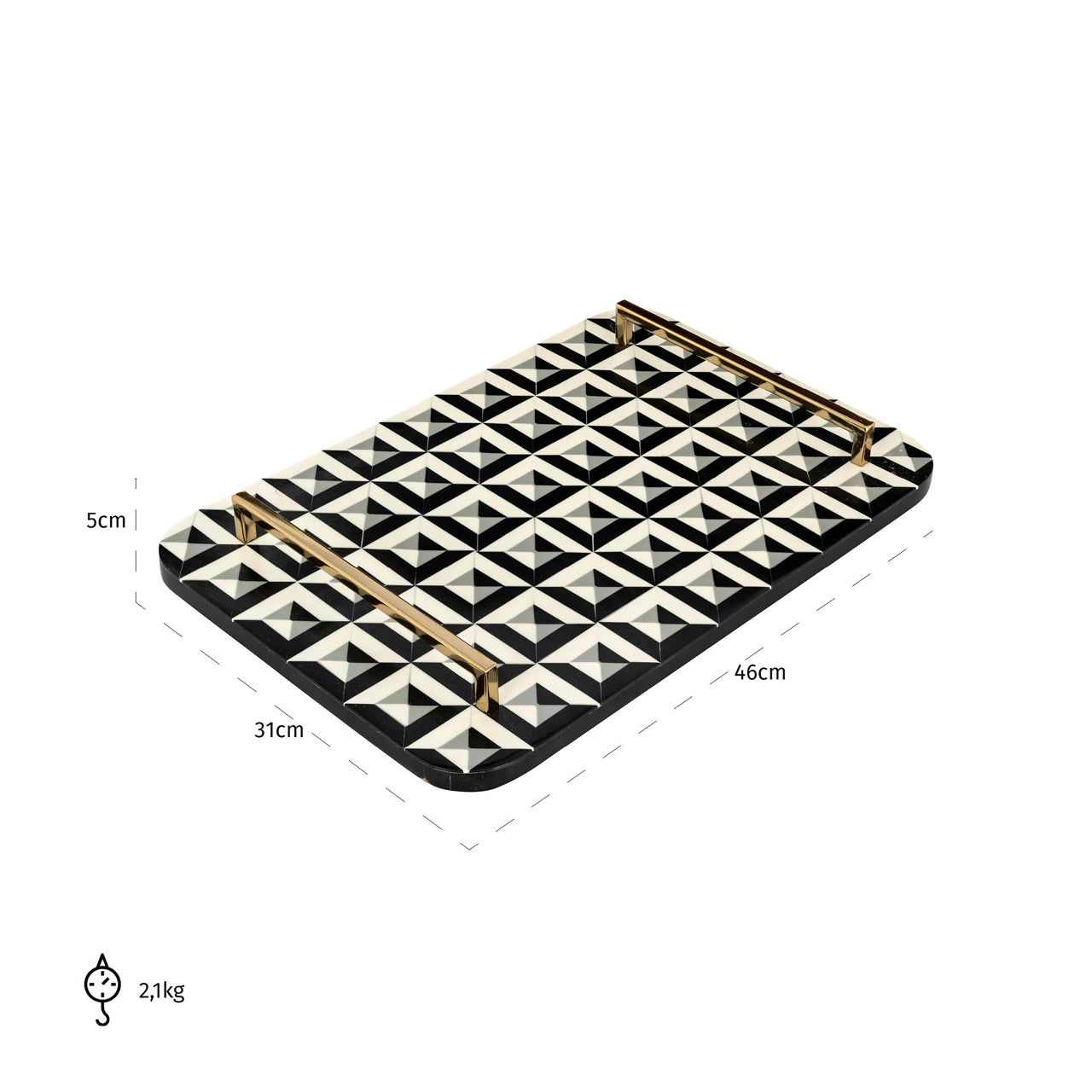 Richmond Interiors Tablett Birte black/white