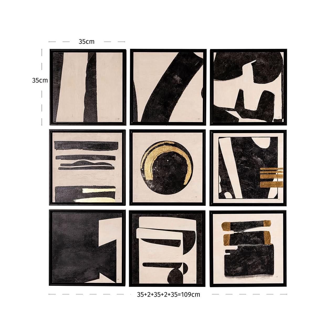 Richmond Interiors Wandbild-Set Gabri (9-teilig) – Black/White Wandbild Richmond Interiors