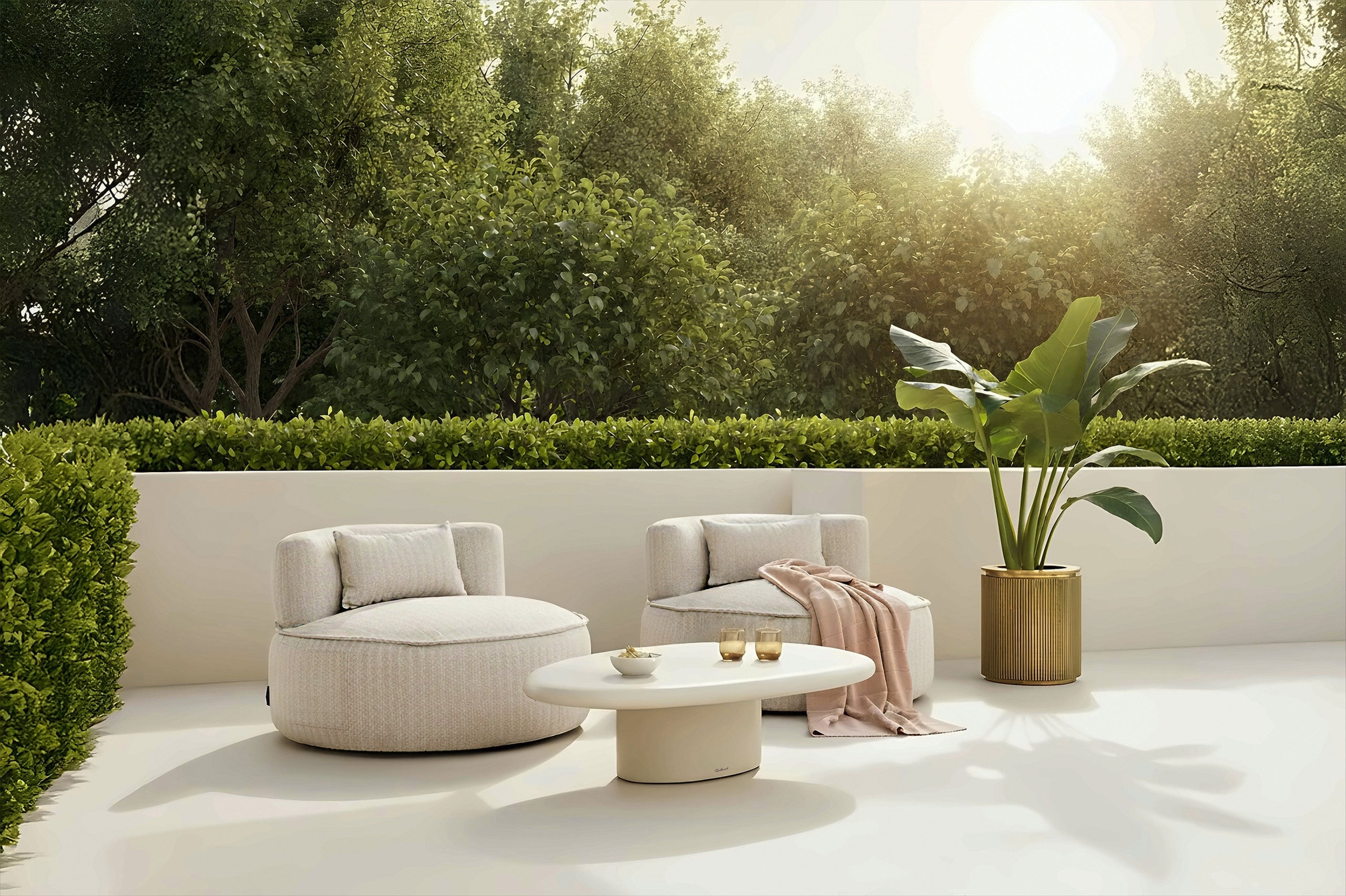 Richmond Interiors Outdoor Lounge Stuhl Nammos beige swivel Outdoor Lounge Stuhl Richmond Interiors