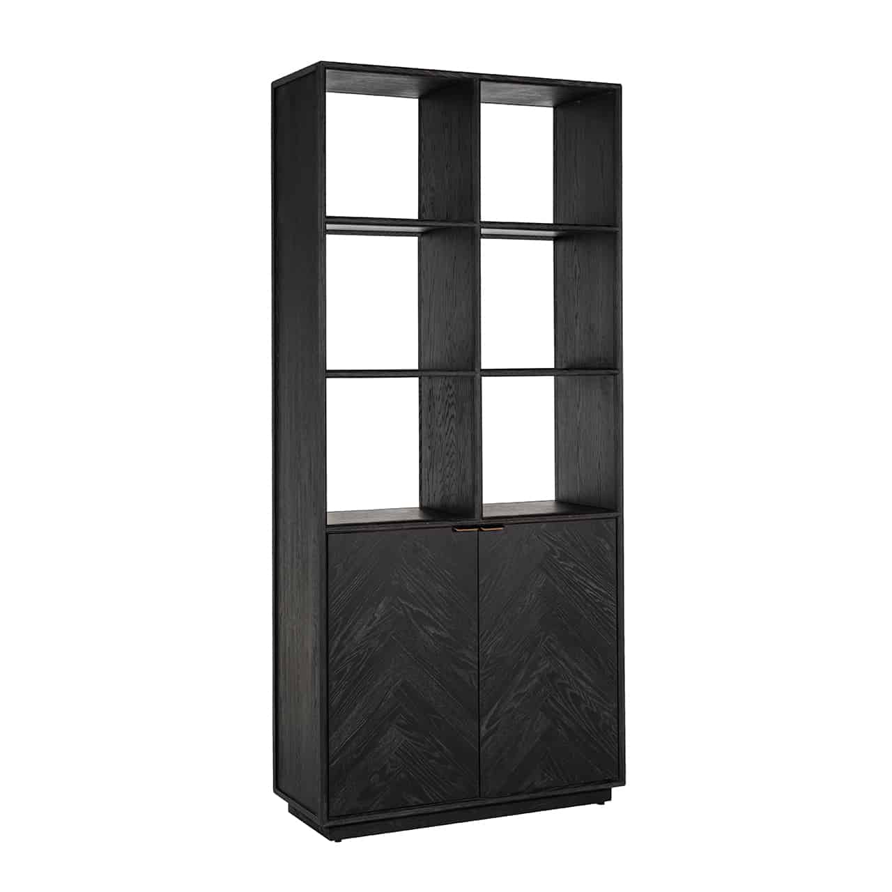 Richmond Interiors Bücherregal Blackbone Messing 2-türig schwarz rustikal Bücherregal Richmond Interiors