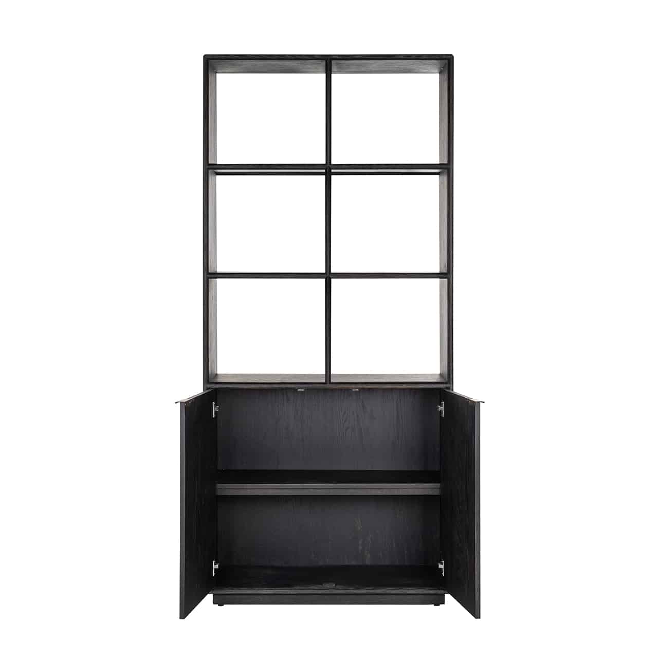 Richmond Interiors Bücherregal Blackbone Messing 2-türig schwarz rustikal Bücherregal Richmond Interiors
