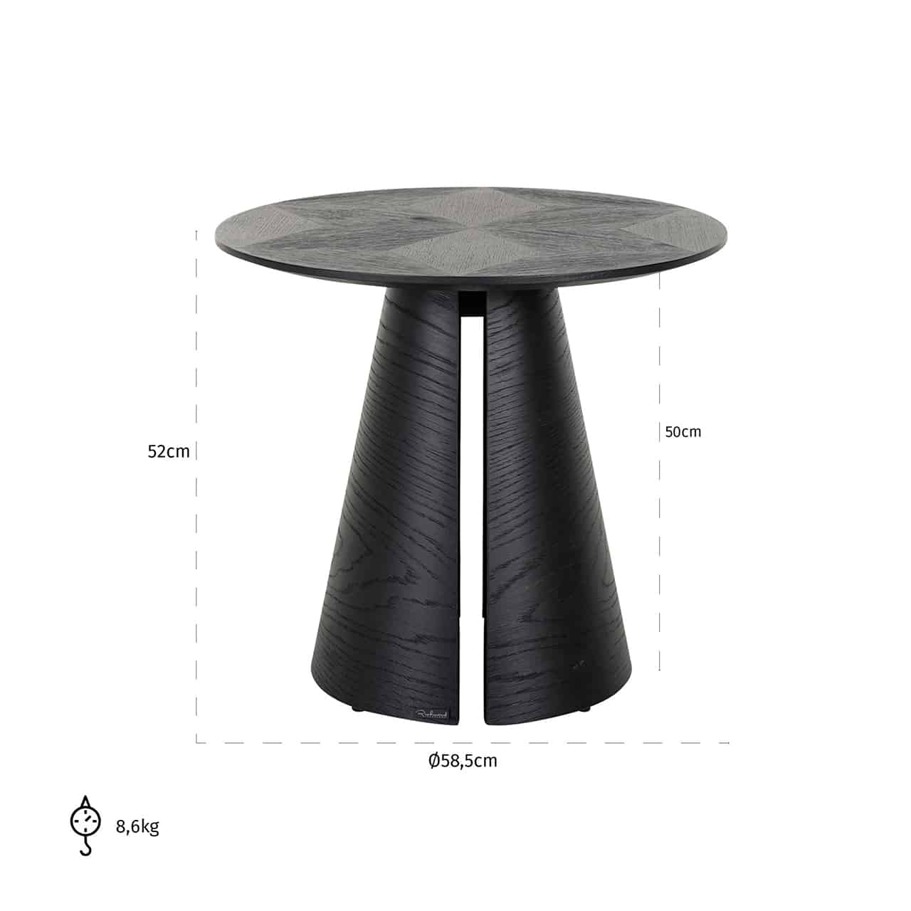 Richmond Interiors - Beistelltisch Blax 58,5Ø schwarz Beistelltisch rund Richmond Interiors