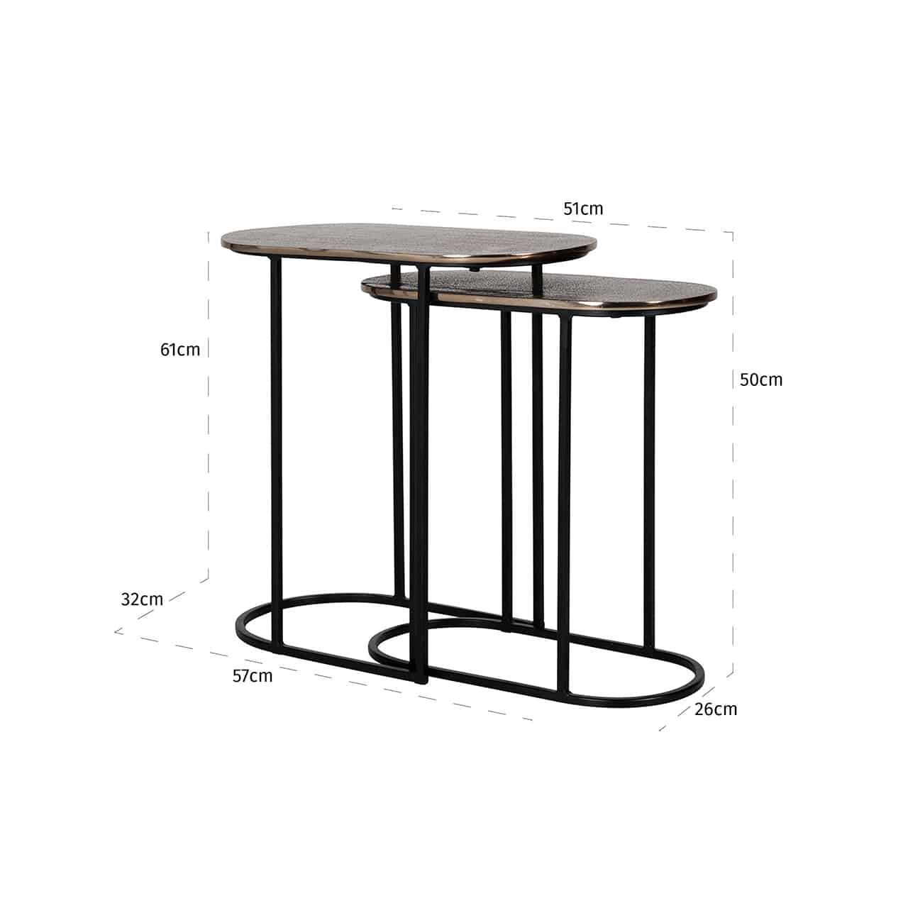 Richmond Interiors Beistelltisch Chandon 2er-Set (Champagnergold) Beistelltisch-Set Richmond Interiors