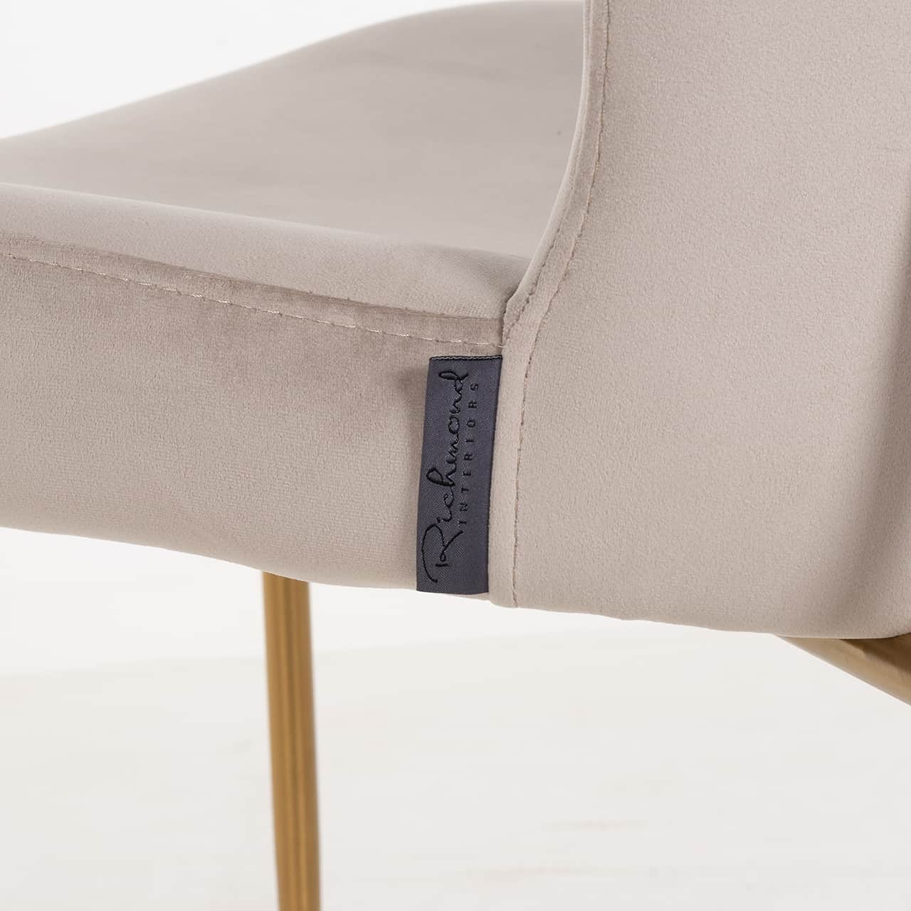 Richmond Interiors - 2er-Set Stuhl Odessa khakifarbener Samt / gebürstetes Gold (FR-Quartz 903 Khaki) Esszimmerstuhl Richmond Interiors