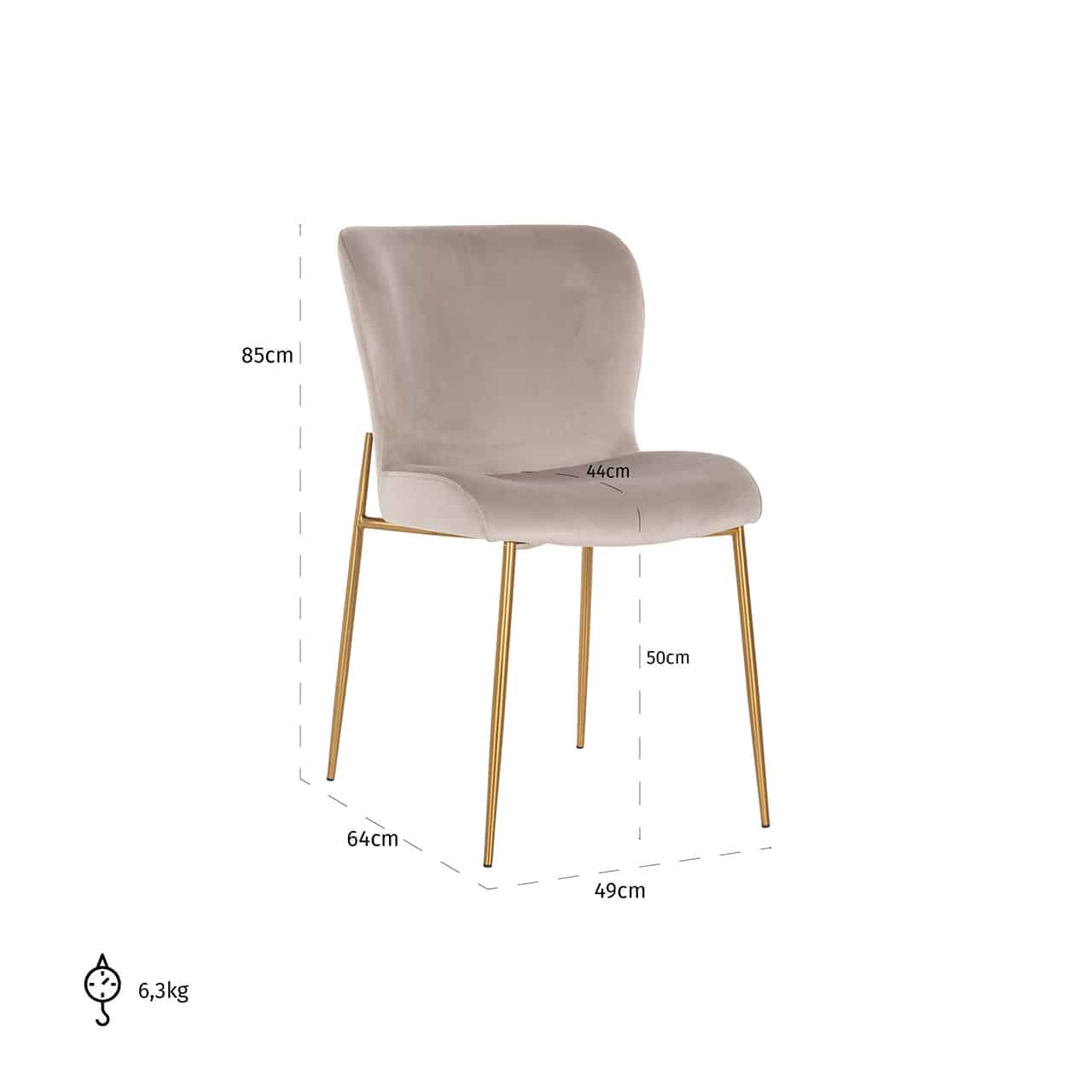 Richmond Interiors - 2er-Set Stuhl Odessa khakifarbener Samt / gebürstetes Gold (FR-Quartz 903 Khaki) Esszimmerstuhl Richmond Interiors