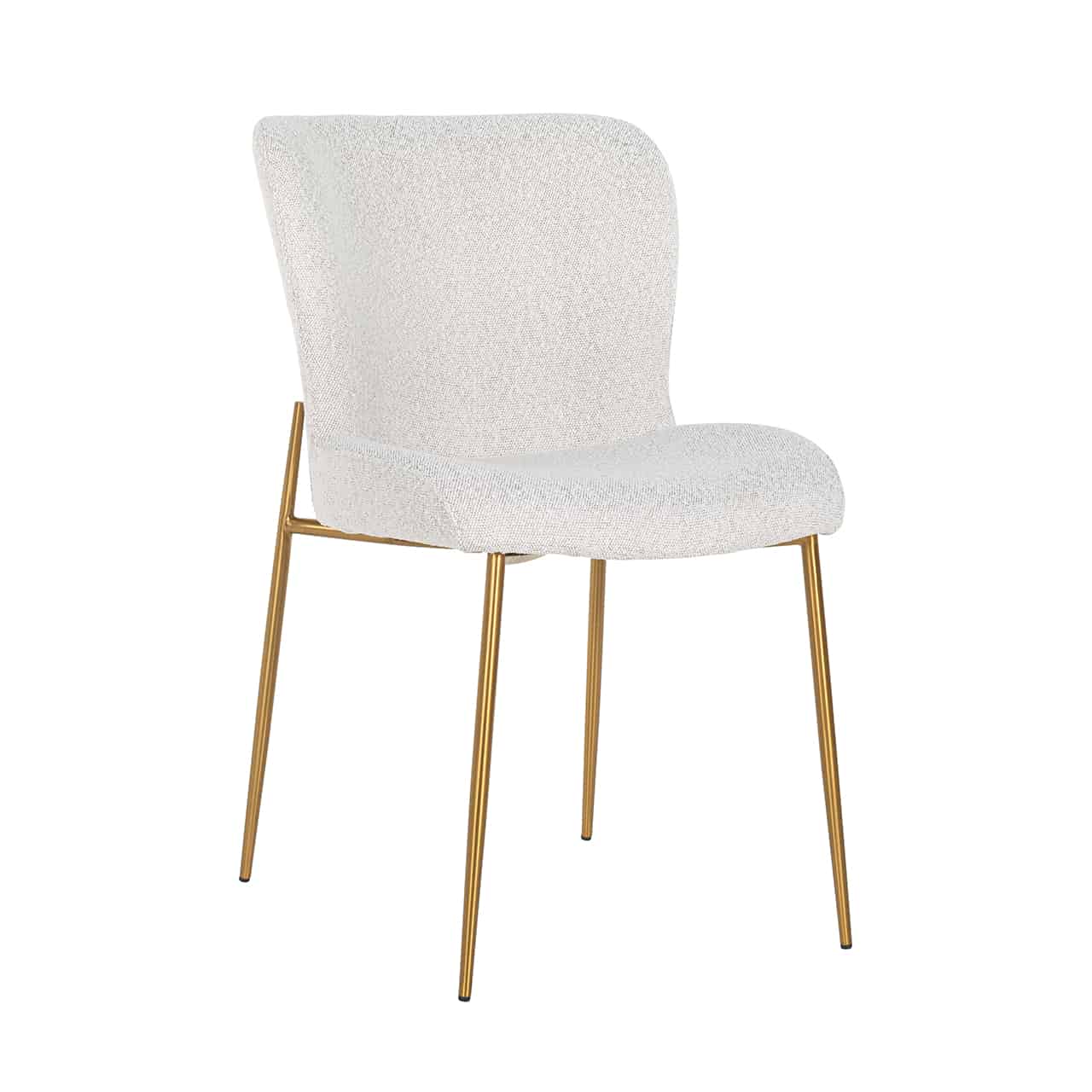 Richmond Interiors 2er-Set Stuhl Odessa weiß Bouclé / gebürstetes Gold (Copenhagen 900 Bouclé White) Esszimmerstuhl Richmond Interiors