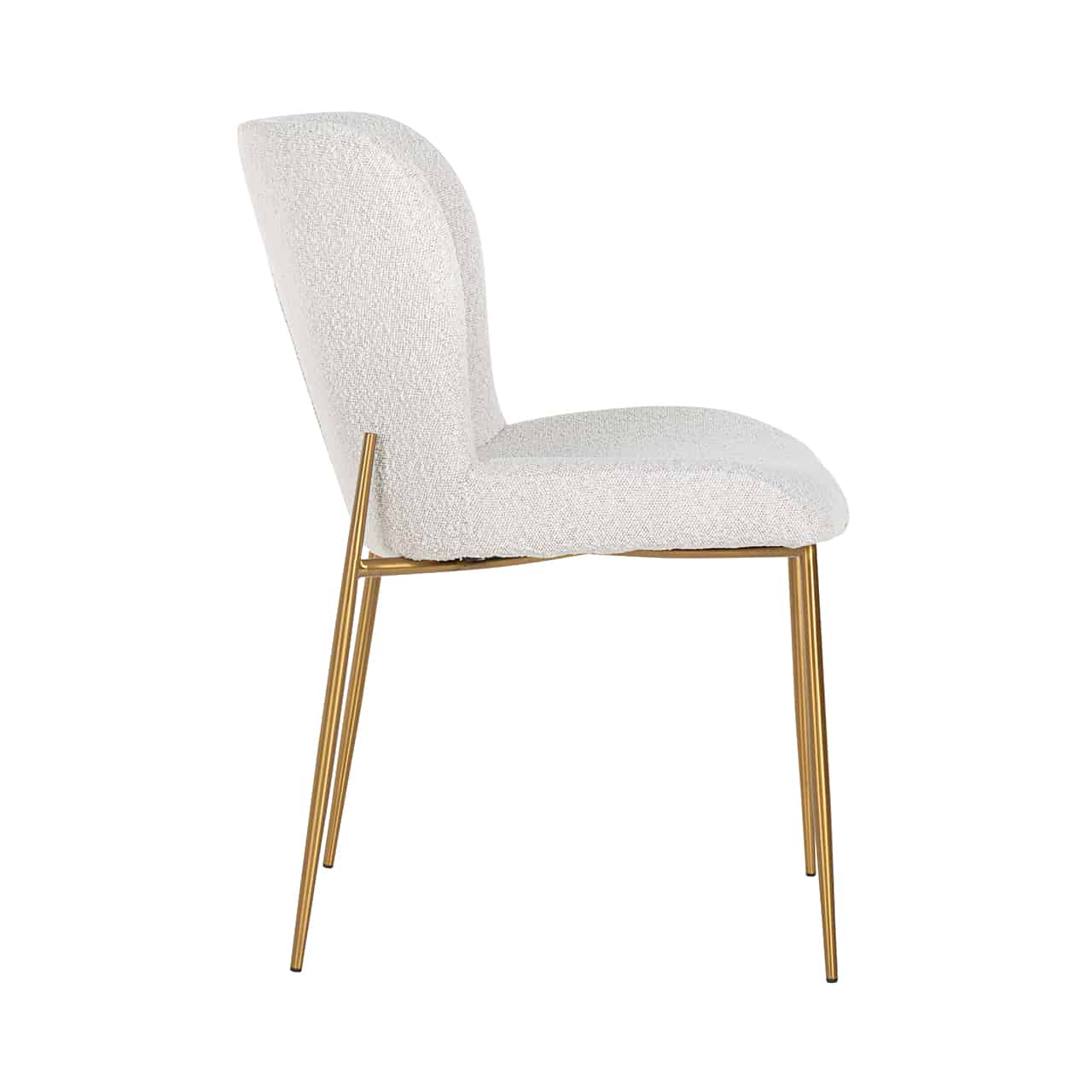 Richmond Interiors 2er-Set Stuhl Odessa weiß Bouclé / gebürstetes Gold (Copenhagen 900 Bouclé White) Esszimmerstuhl Richmond Interiors
