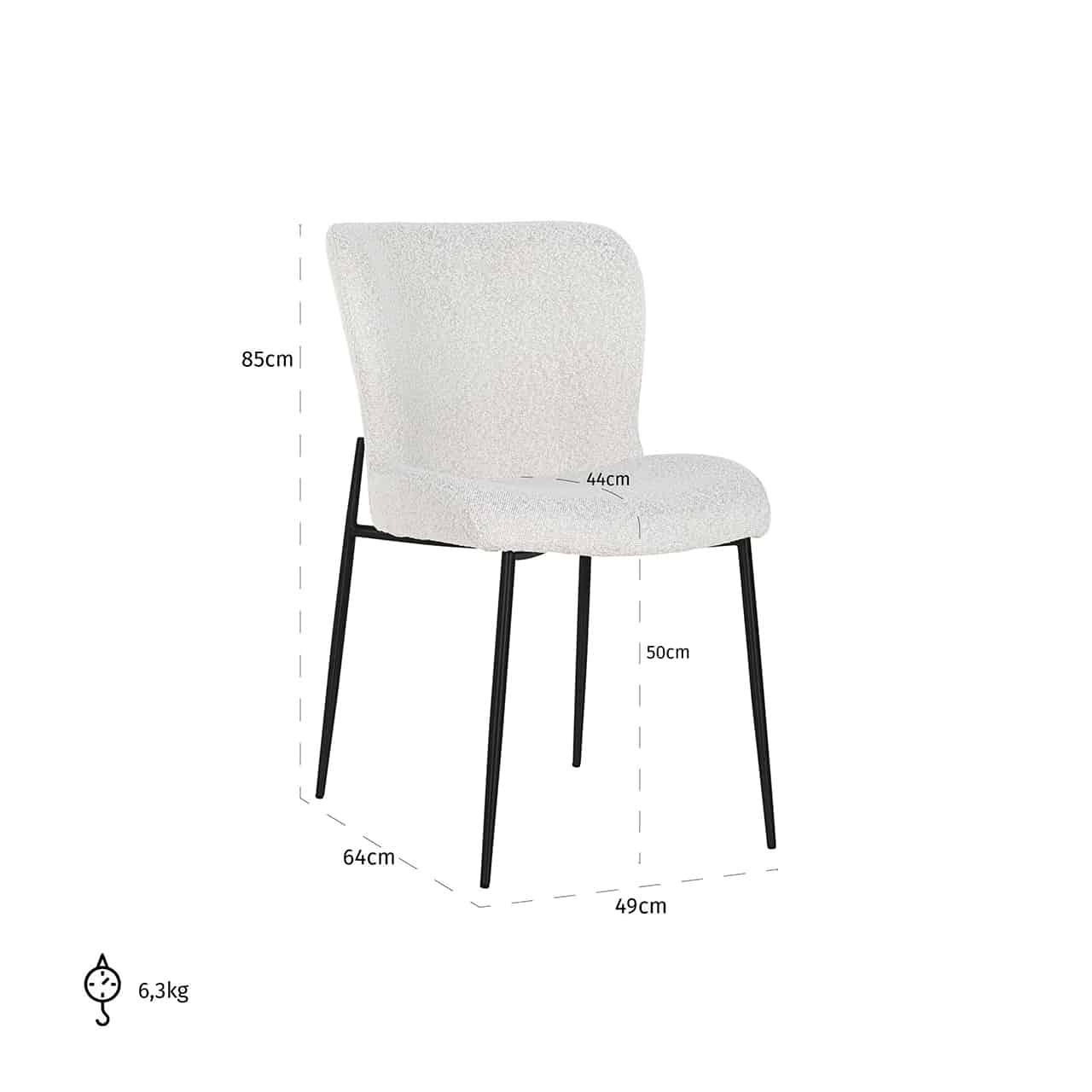Richmond Interiors – 2er-Set Stuhl Darby in Weißem Bouclé & Schwarz Esszimmerstuhl Richmond Interiors