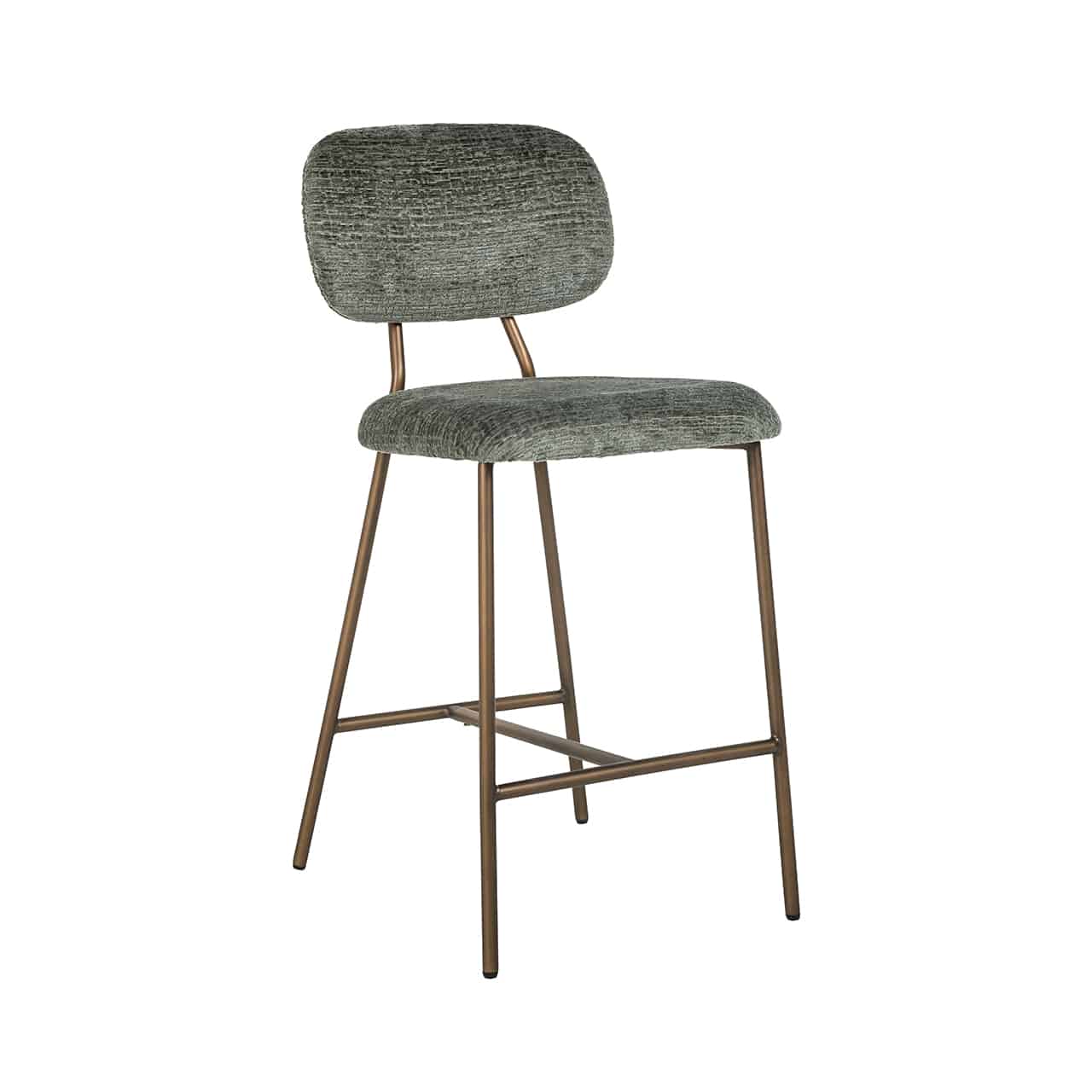 Richmond Interiors - 2er-Set Thekenhocker Xenia Thyme Fusion / Beine aus gebürstetem Gold (Fusion Thyme 206) Barhocker Richmond Interiors