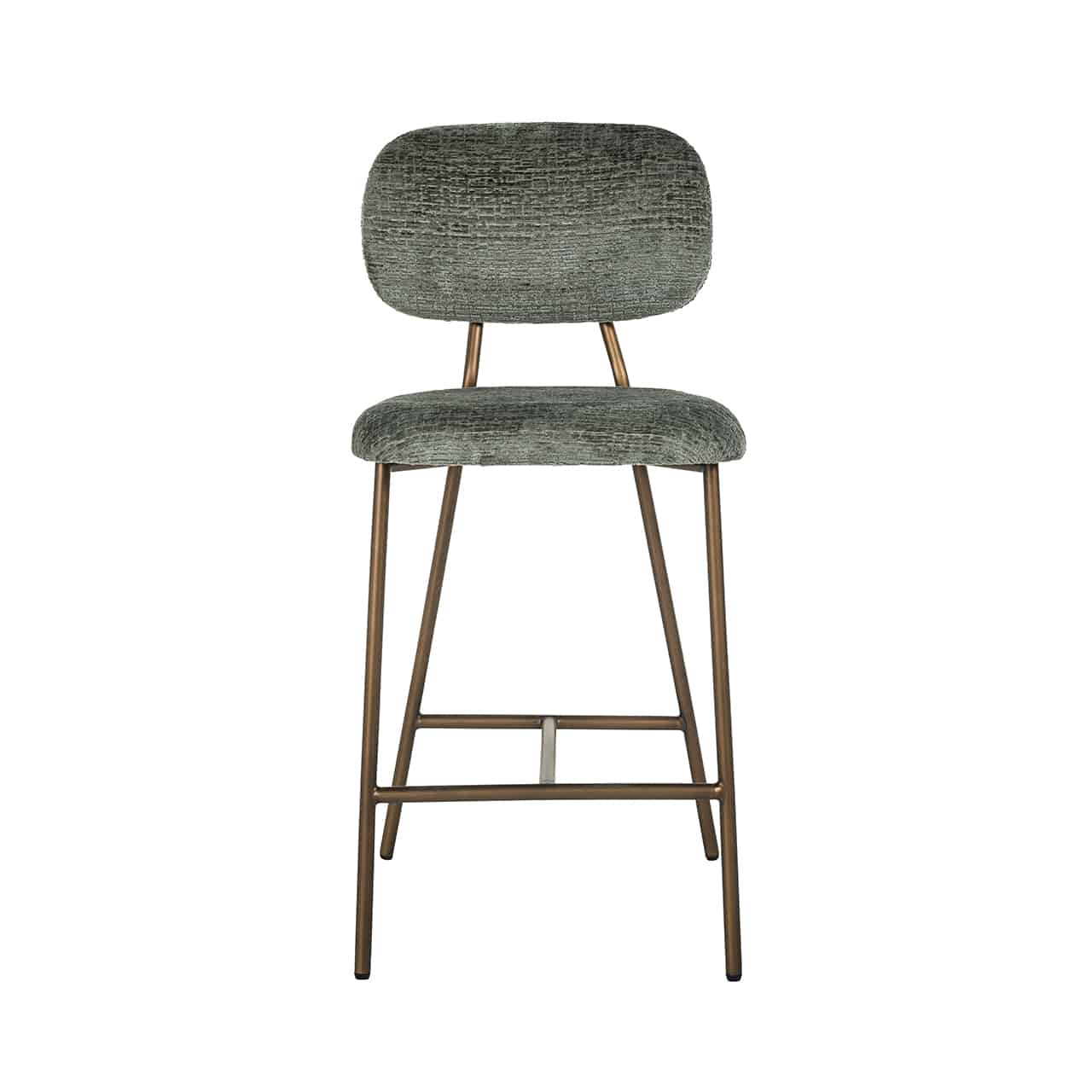 Richmond Interiors - 2er-Set Thekenhocker Xenia Thyme Fusion / Beine aus gebürstetem Gold (Fusion Thyme 206) Barhocker Richmond Interiors