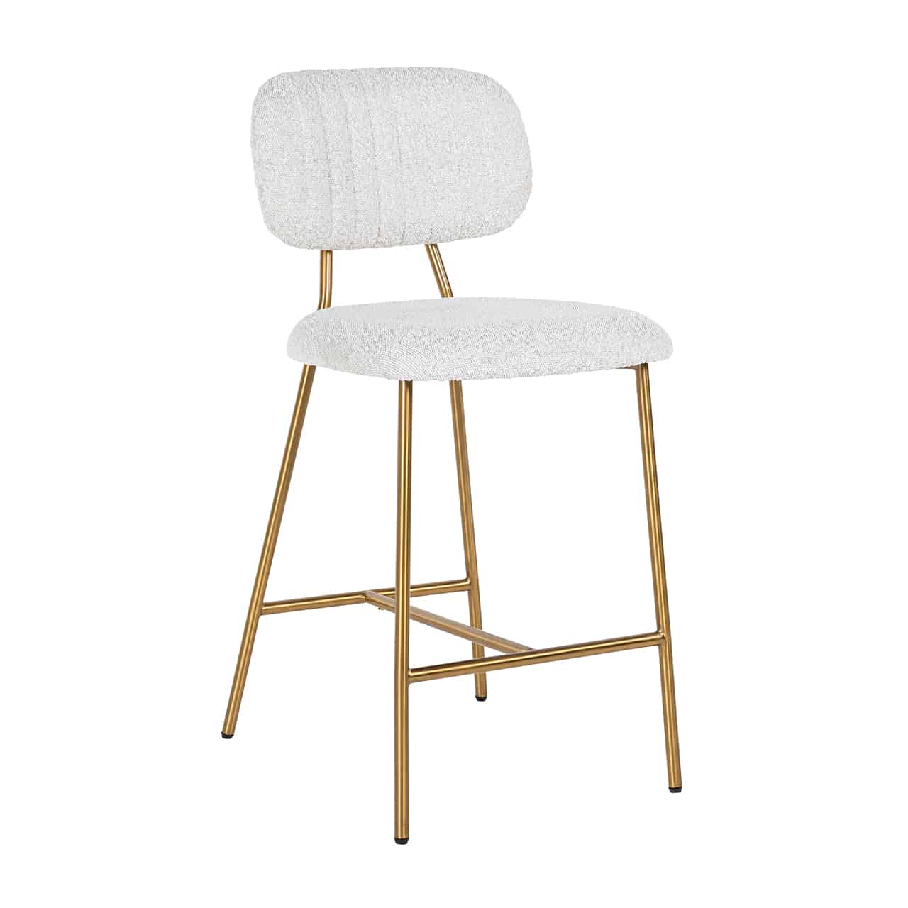 Richmond Interiors - 2er-Set Thekenhocker Xenia weiß Bouclé / gebürstetes Gold (Copenhagen 900 Bouclé White) Barhocker Richmond Interiors
