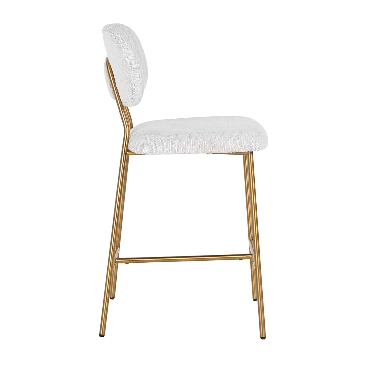 Richmond Interiors - 2er-Set Thekenhocker Xenia weiß Bouclé / gebürstetes Gold (Copenhagen 900 Bouclé White) Barhocker Richmond Interiors
