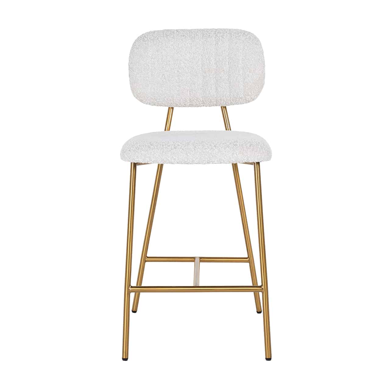 Richmond Interiors - 2er-Set Thekenhocker Xenia weiß Bouclé / gebürstetes Gold (Copenhagen 900 Bouclé White) Barhocker Richmond Interiors