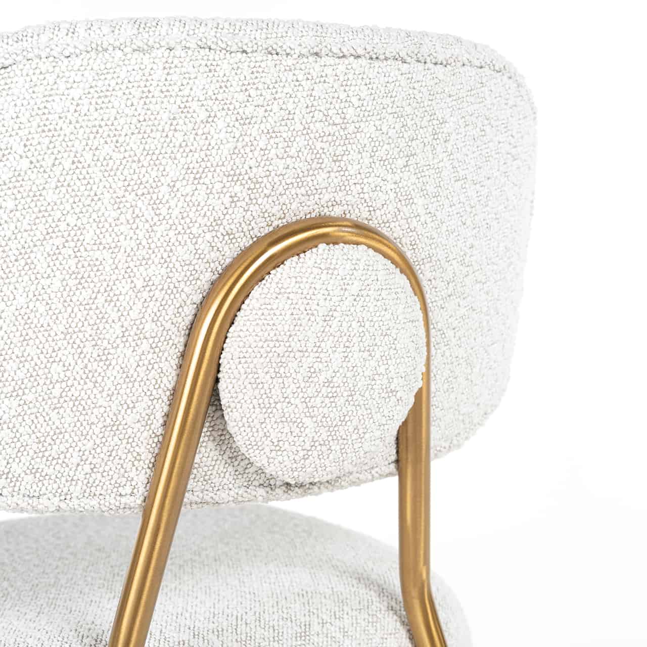 Richmond Interiors - 2er-Set Thekenhocker Xenia weiß Bouclé / gebürstetes Gold (Copenhagen 900 Bouclé White) Barhocker Richmond Interiors