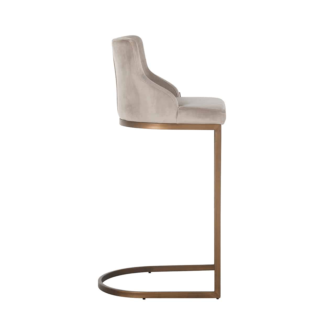 Richmond Interiors - 2er-Set Barhocker Bolton Khaki-Samt / gebürstetes Gold Barhocker Richmond Interiors