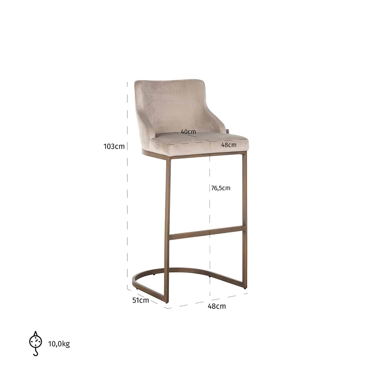 Richmond Interiors - 2er-Set Barhocker Bolton Khaki-Samt / gebürstetes Gold Barhocker Richmond Interiors
