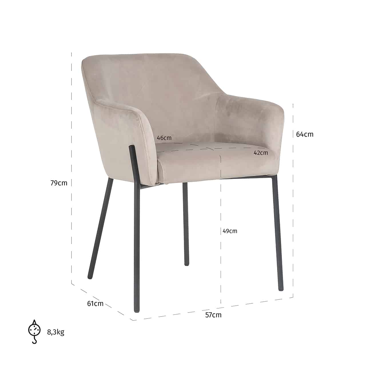 Richmond Interiors Stuhl Fay Khaki Samt feuerhemmend (FR-Quartz 903 Khaki) Esszimmerstuhl Richmond Interiors