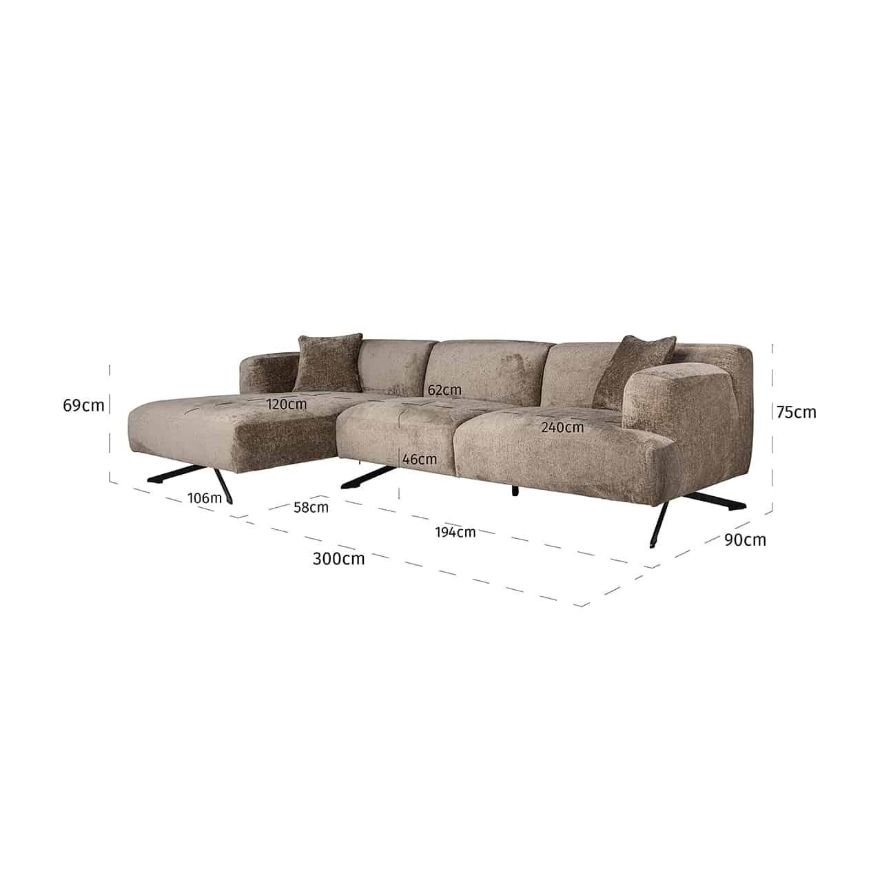 Richmond Interiors - Sofa Donovan 3-Sitzer + Lounge links Ecksofa Richmond Interiors