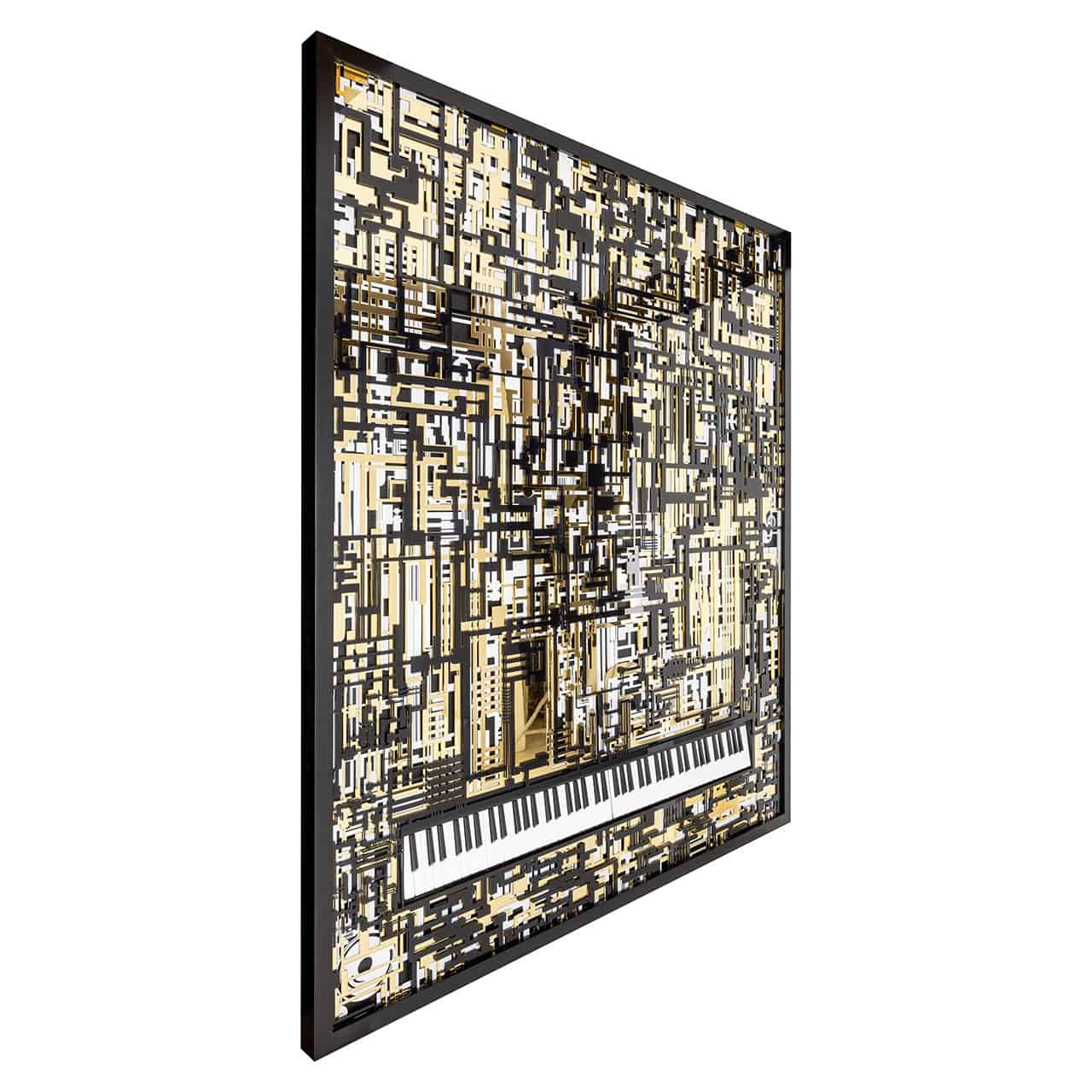 Richmond Interiors Wandkunst Piano Wibi schwarz/gold 3D-Bild Richmond Interiors