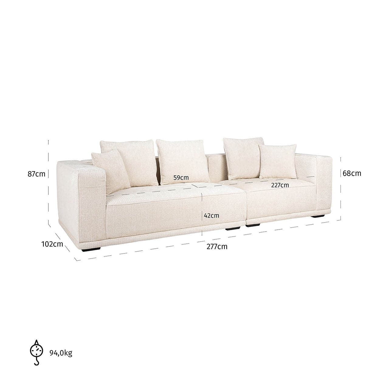 Richmond Interiors - Sofa Lusso 3-Sitzer beige Chenille 3-Sitzer Sofa Richmond Interiors