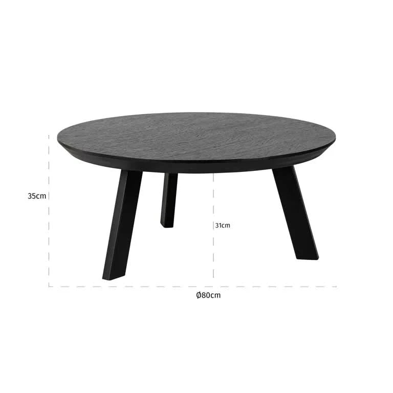 Richmond Interiors Coffee table Bonvoy black Ø80 (Black) Couchtisch rund Richmond Interiors