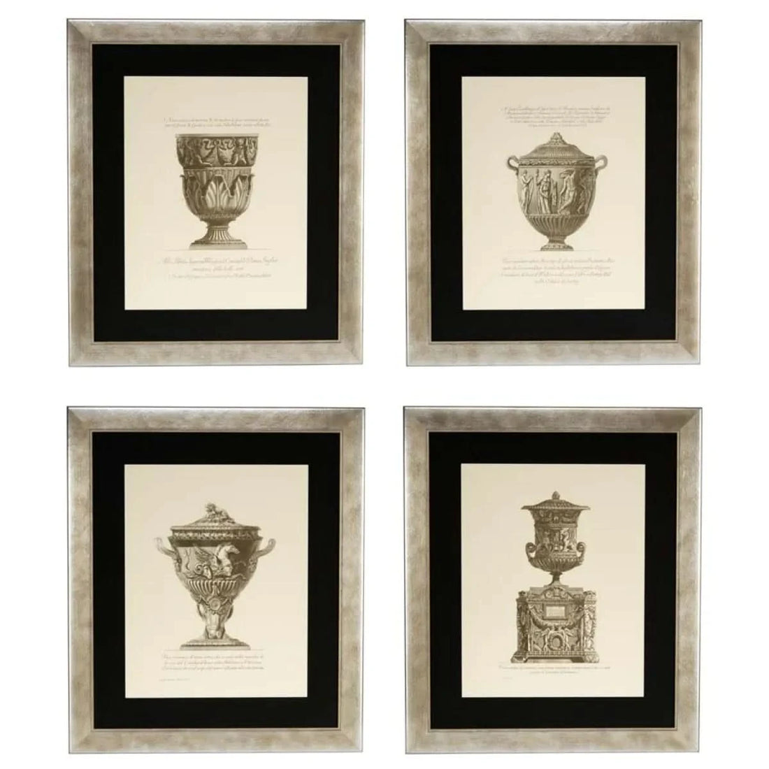 Eichholtz Prints Giovanni Battista – 4er Set in silberfarbenem Rahmen Wandbild Eichholtz