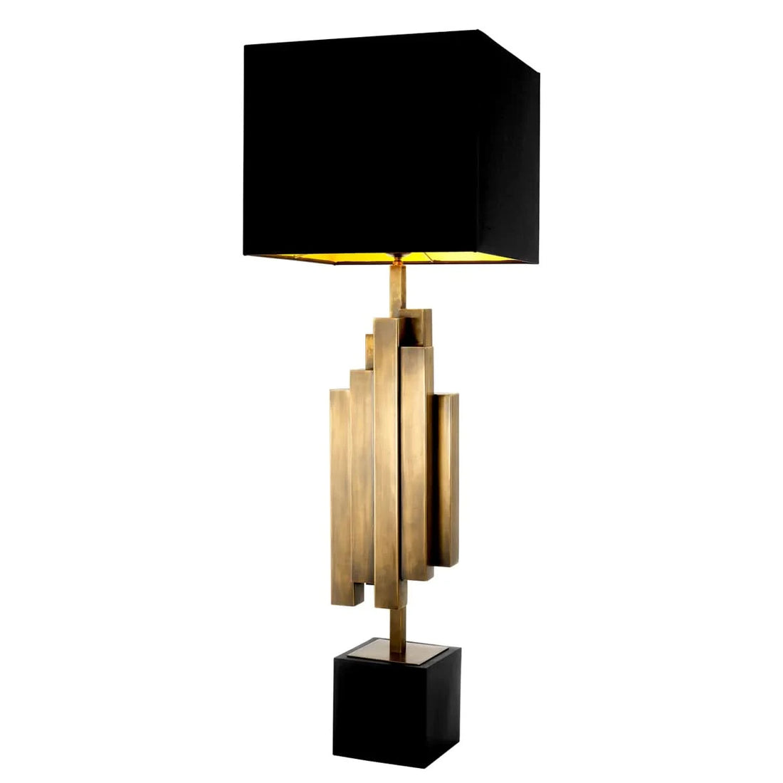 Eichholtz Tischlampe Beau Rivage – Vintage Brass Finish mit schwarzem Sockel Tischlampe Eichholtz