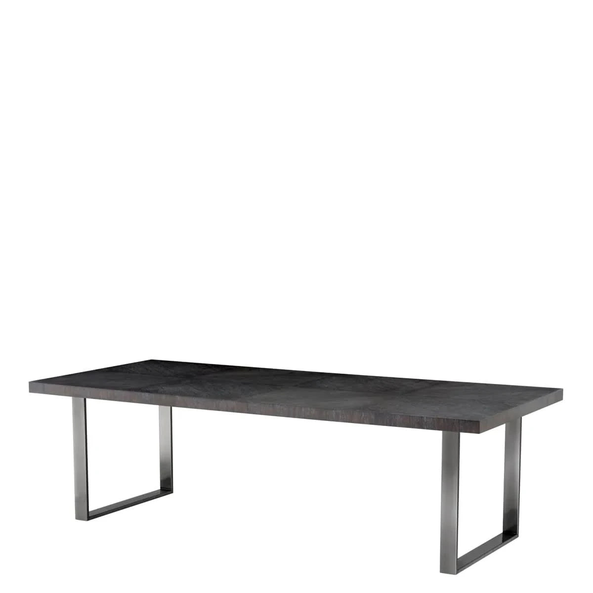 Eichholtz Esstisch Borghese 250 cm Charcoal oak veneer | black nickel finish Esstisch eckig Eichholtz