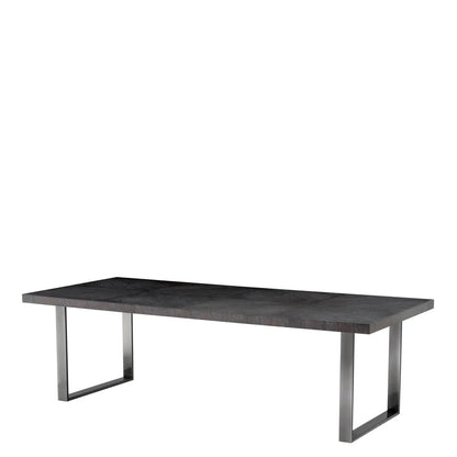 Eichholtz Esstisch Borghese 250 cm Charcoal oak veneer | black nickel finish Esstisch eckig Eichholtz