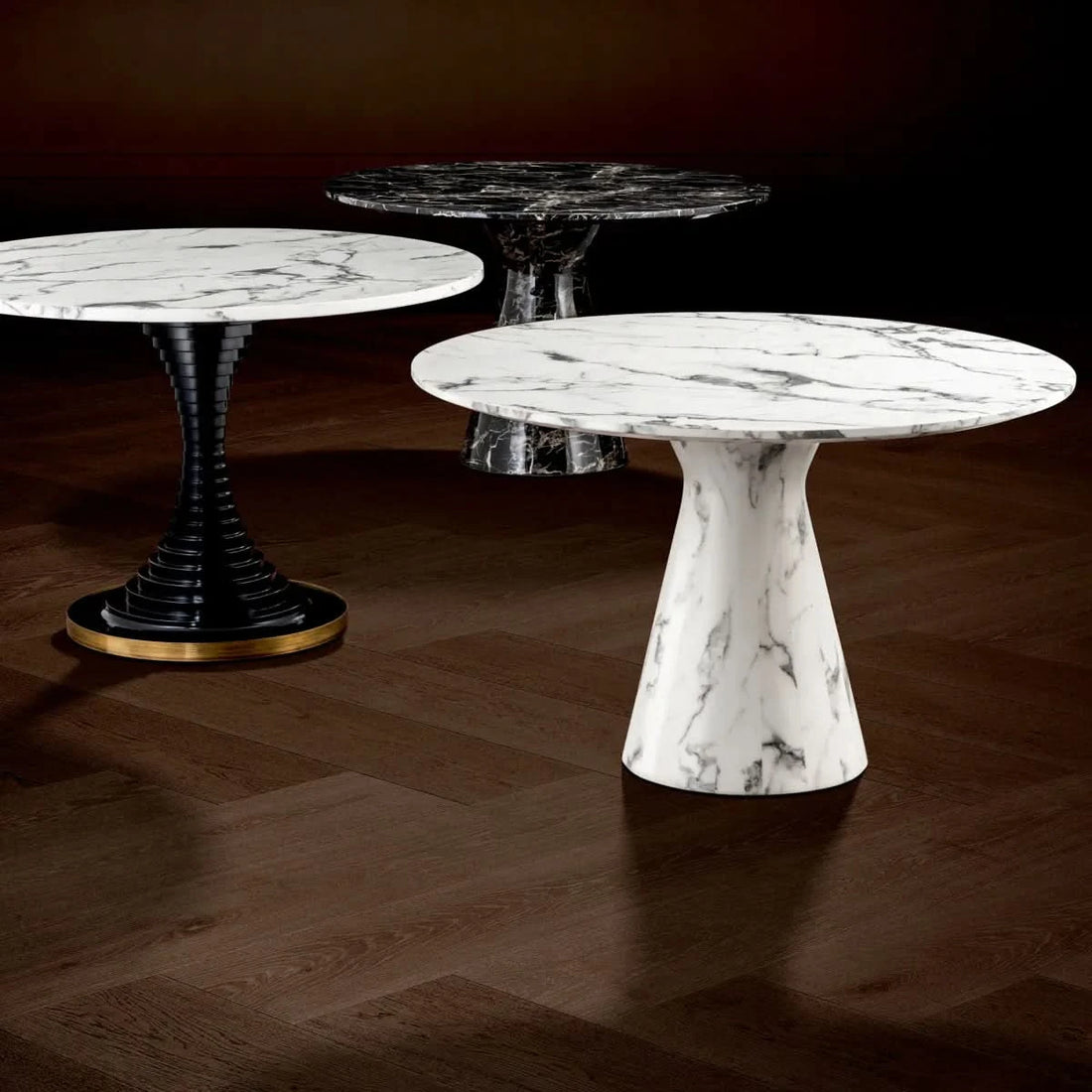 Eichholtz Esstisch Turner White faux marble Esstisch rund Eichholtz