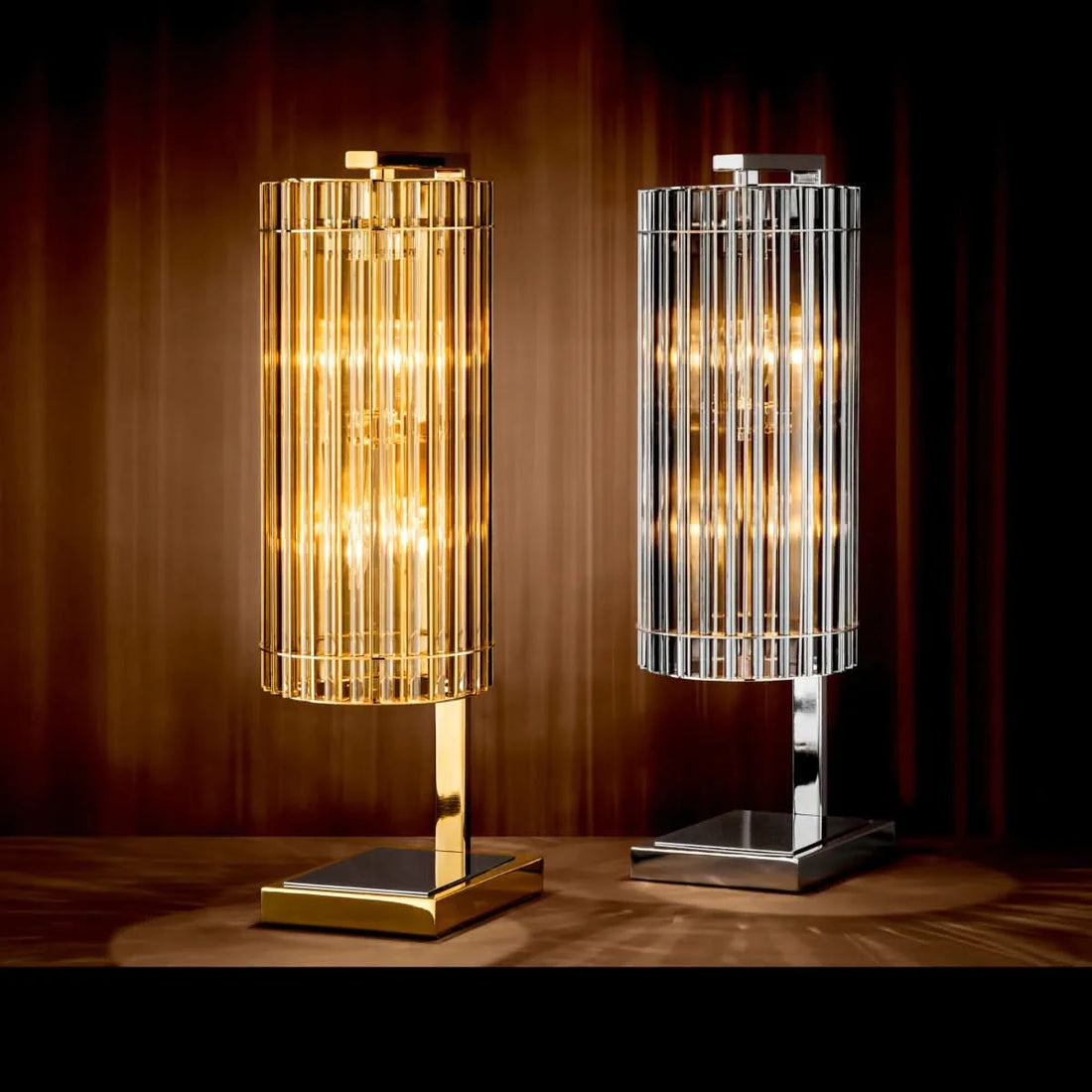 Eichholtz Tischlampe Pimlico Gold Finish | Nickel Finish | Champagnerfarbenes Glas Tischlampe Eichholtz