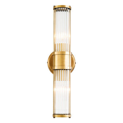 Eichholtz Wandleuchte Claridges Double – Antik-Messing-Finish | Klarglas Wandlampe Eichholtz