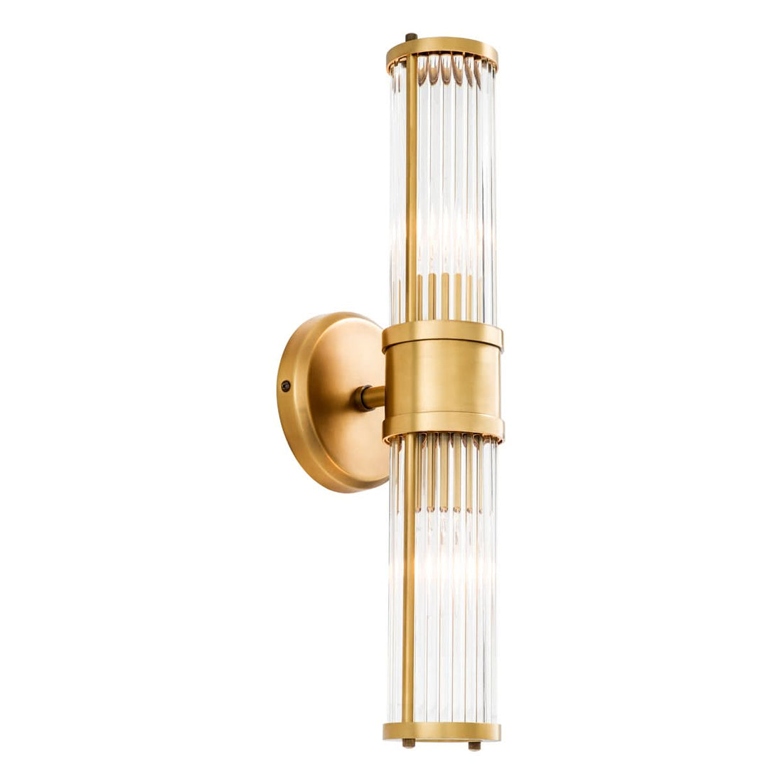 Eichholtz Wandleuchte Claridges Double – Antik-Messing-Finish | Klarglas Wandlampe Eichholtz