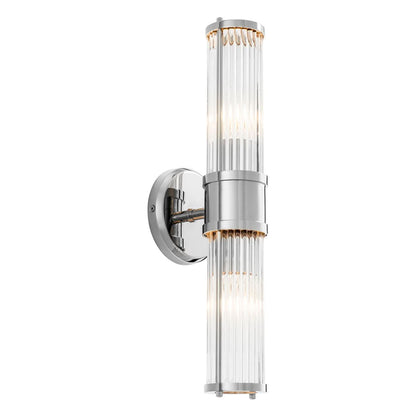Eichholtz Wandleuchte Claridges Double – Nickel-Finish | Klarglas Wandlampe Eichholtz