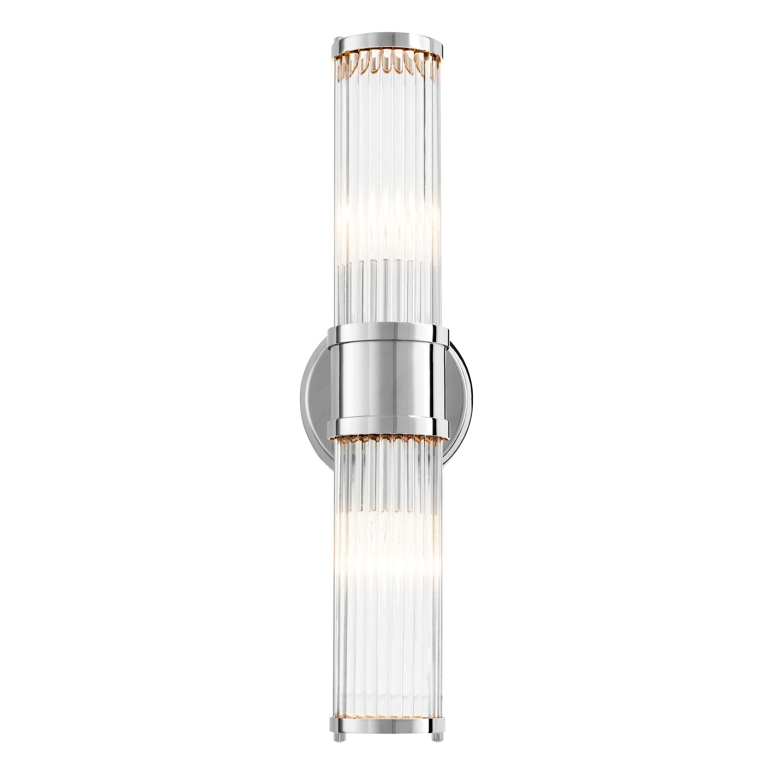 Eichholtz Wandleuchte Claridges Double – Nickel-Finish | Klarglas Wandlampe Eichholtz