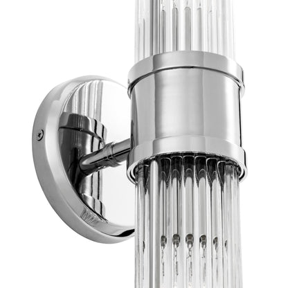 Eichholtz Wandleuchte Claridges Double – Nickel-Finish | Klarglas Wandlampe Eichholtz